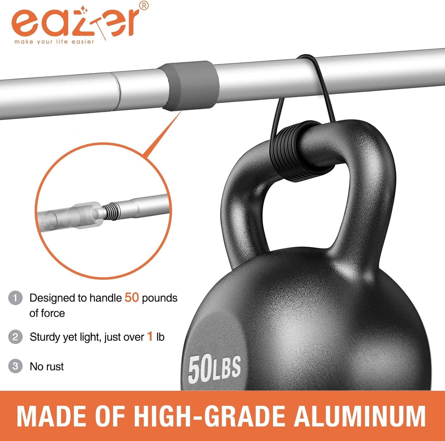 Eazer 2-in-1 Window Cleaner Tool, 64'' Window Squeegee for Home, Window Cleaning Squeegee Kit with Telescopic Pole, Window Washing Kit with Rotatable Bendable Head(Threaded + Telescopic)