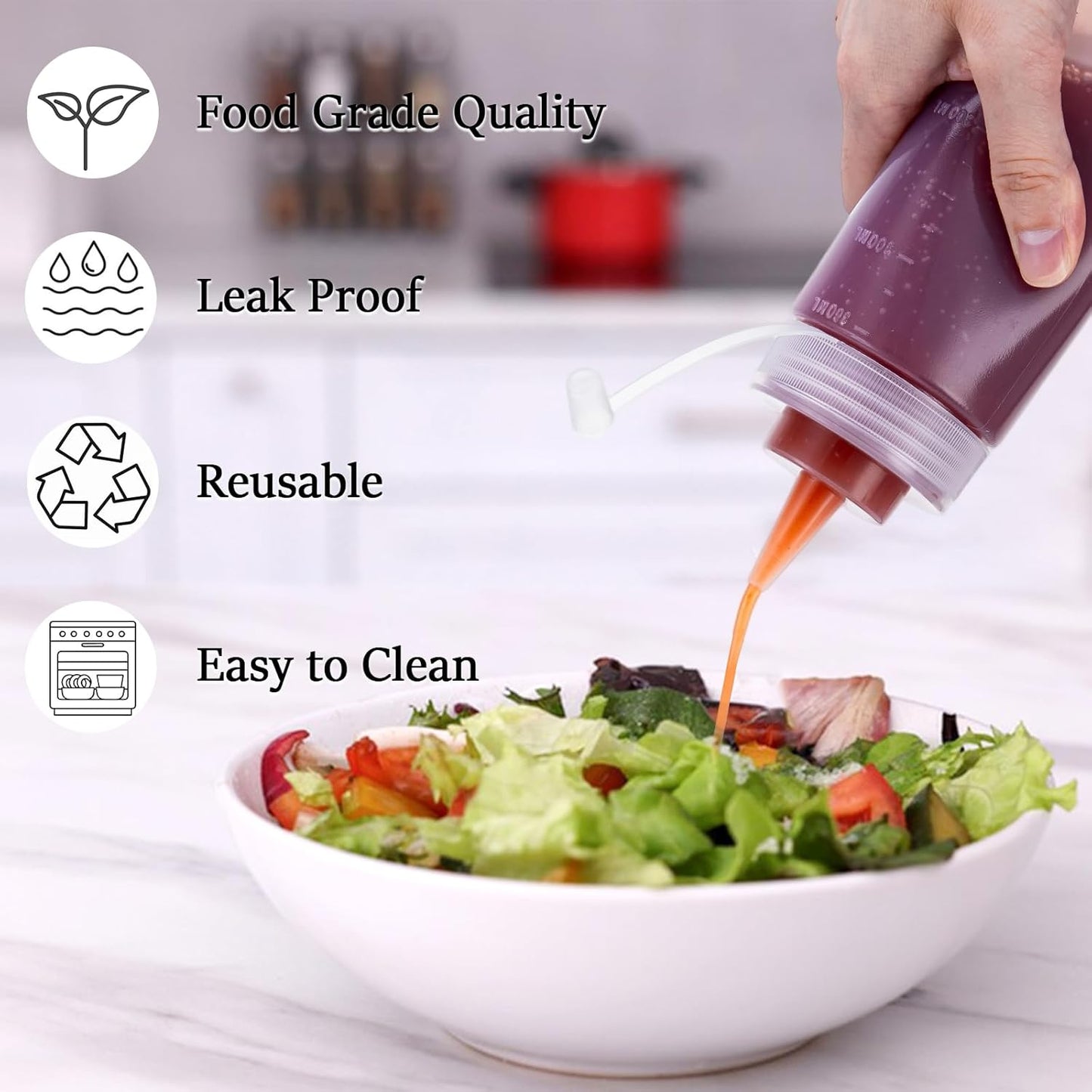 Condiment Squeeze Bottles Ketchup Dispenser, 4 Pack 12oz Squeeze Bottles for Liquids, Plastic Sauce Bottle with Cap Lid, Squirt Bottles for Sauces Liquids BBQ Dressing Pancake Art