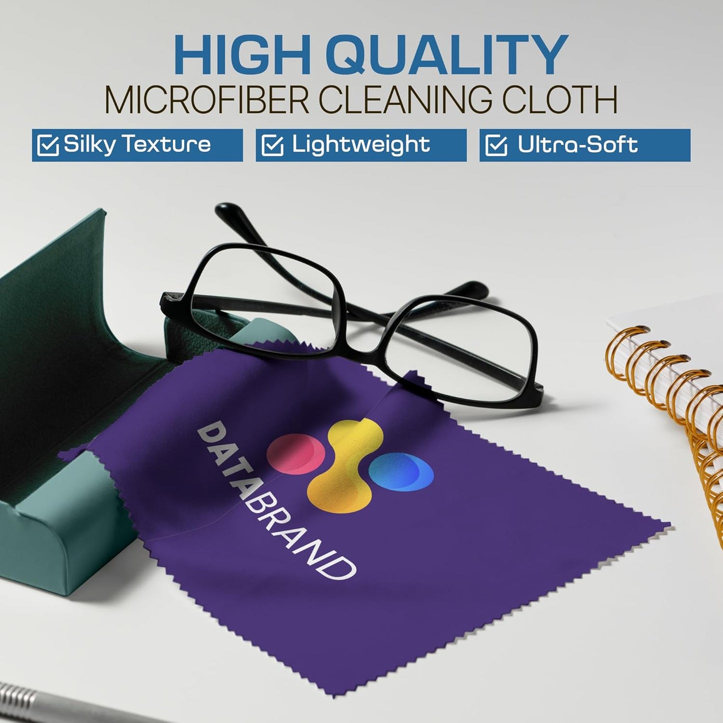 Ships Next Day, Made in USA - Customizable Microfiber Cleaning Cloth - Perfect Eyeglass Cleaner Promotional Gift - Premium Microfiber Lens Wipes - Logo or Image Printed (50 Pack) Single Sided