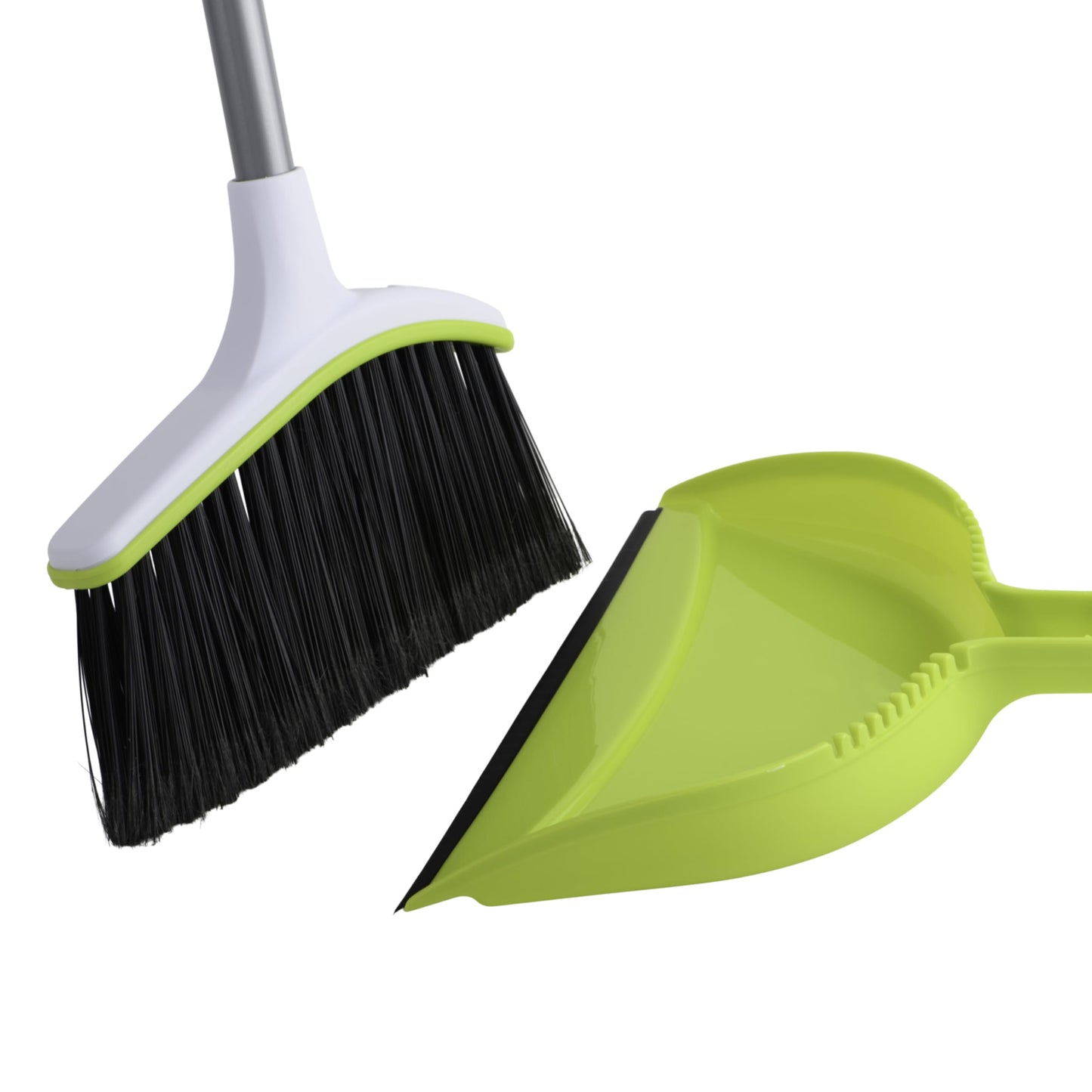Casabella Basics 2-Piece Angled Broom and Dustpan Set, 44" Angled Broom with Long Handle and
