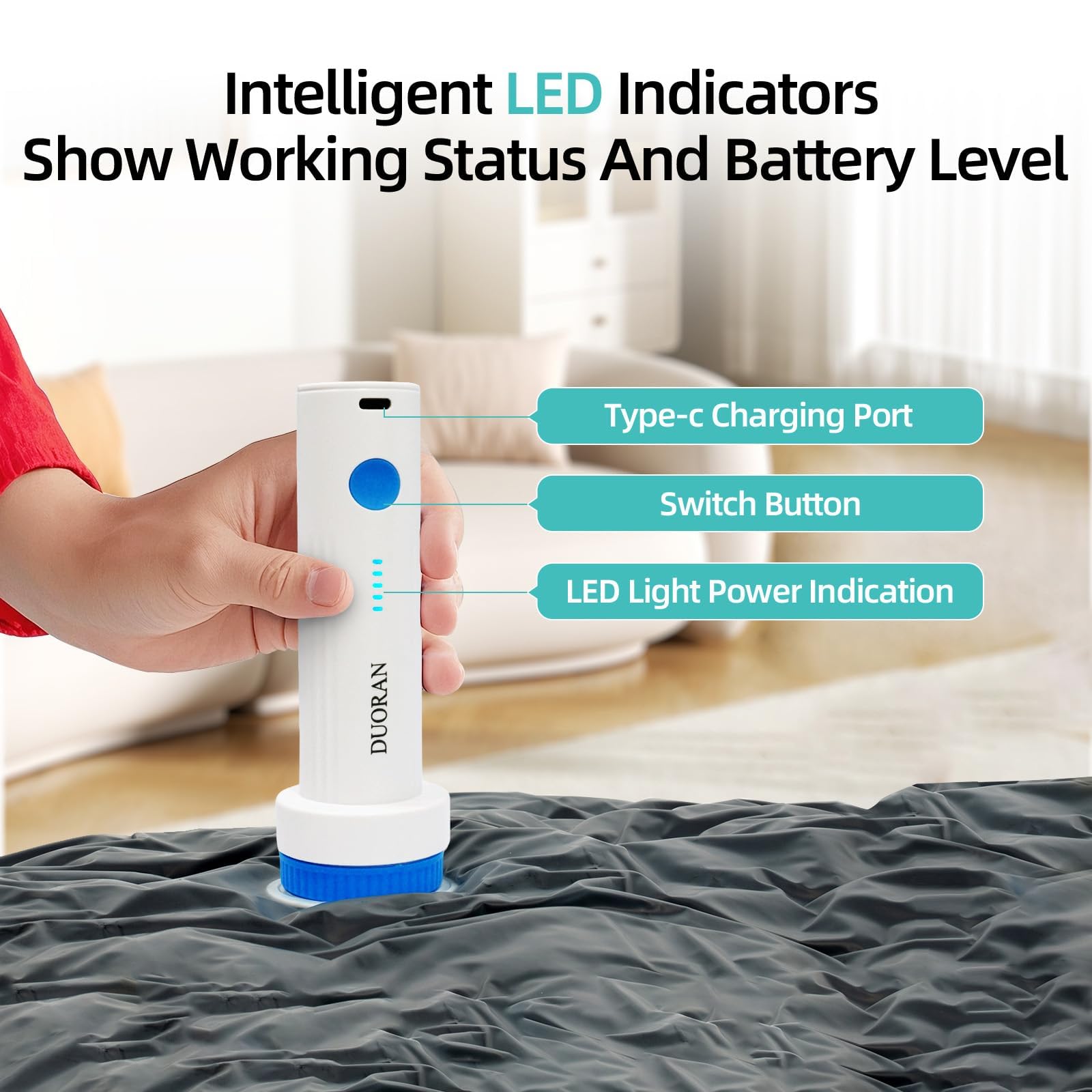 DUORAN Cordless Electric Vacuum Pump for Vacuum Storage Bags Travel Air Pump, Portable USB