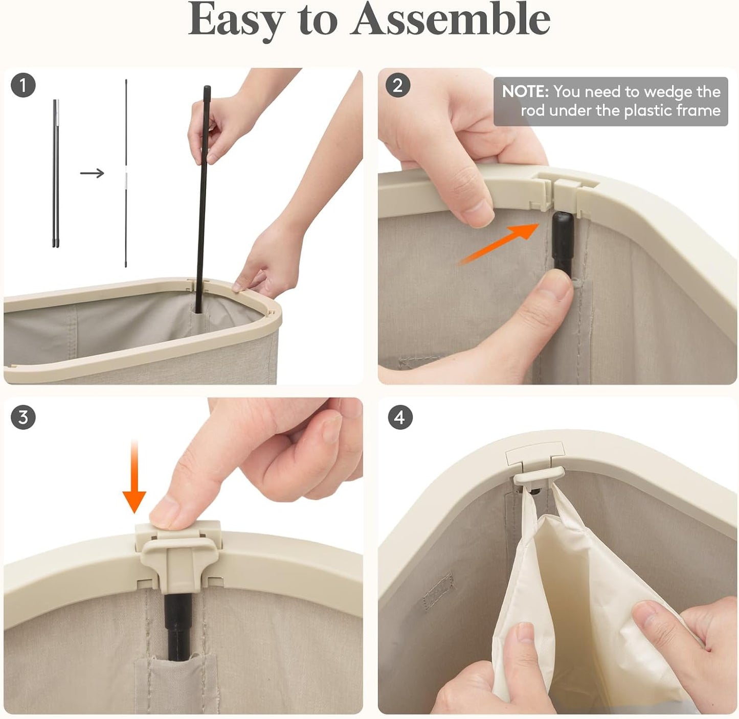 Lifewit 75L Slim Laundry Basket with Lid, Narrow Large Laundry Hamper with Plastic Handles and Removable Bag, Tall Foldable Dirty Clothes Hampers for Laundry Room, Bedroom, Bathroom, Dorm, Beige