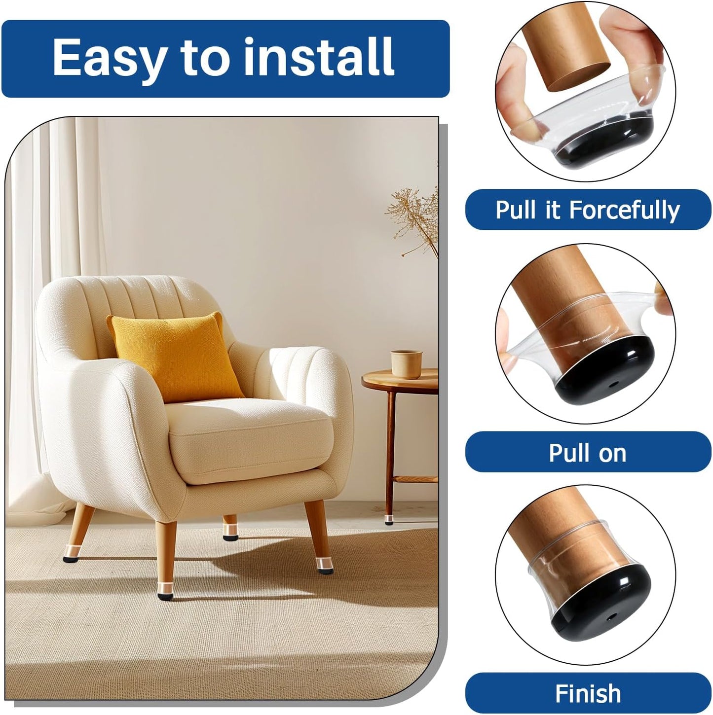 2024 New Chair Leg Floor Protectors for Hardwood Floors and Carpet GICUNK Silicone Covers to Protect Wood Tile Floors Chair Sliders Non Slip Reduce Noise 28 Pcs Clear Round S Fit:1/2"~13/16"