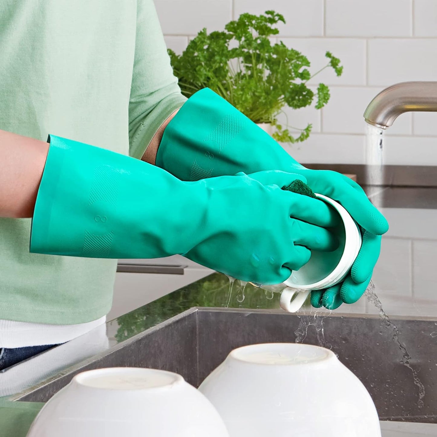 ThxToms Chemical Resistant Nitrile Gloves,Resist Household Acid, Alkali, Solvent and Oil, Latex Rubber Free, 1 Pair Extra Large