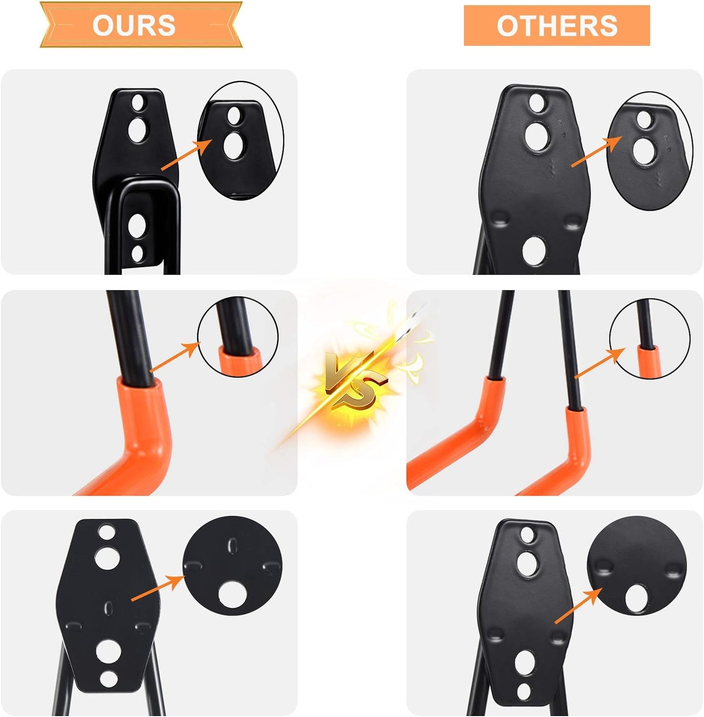 AOBEN Garage Hooks Heavy Duty, Steel Garage Storage Hooks, Utility Tool Hangers and Combinable Wall Mount Garage Hooks for Organizing Ladders, Bikes, Hoses, and More Equipment (Small J, 4 Pack)