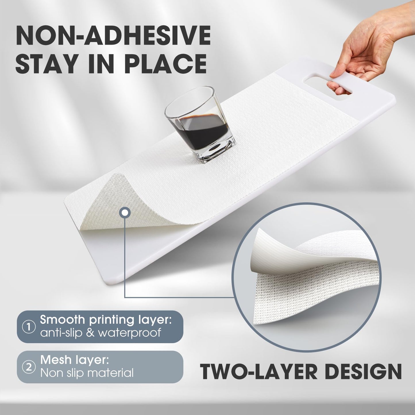 ALIUNI Drawer and Shelf Liner for Kitchen Cabinets, White, 12IN X 10FT