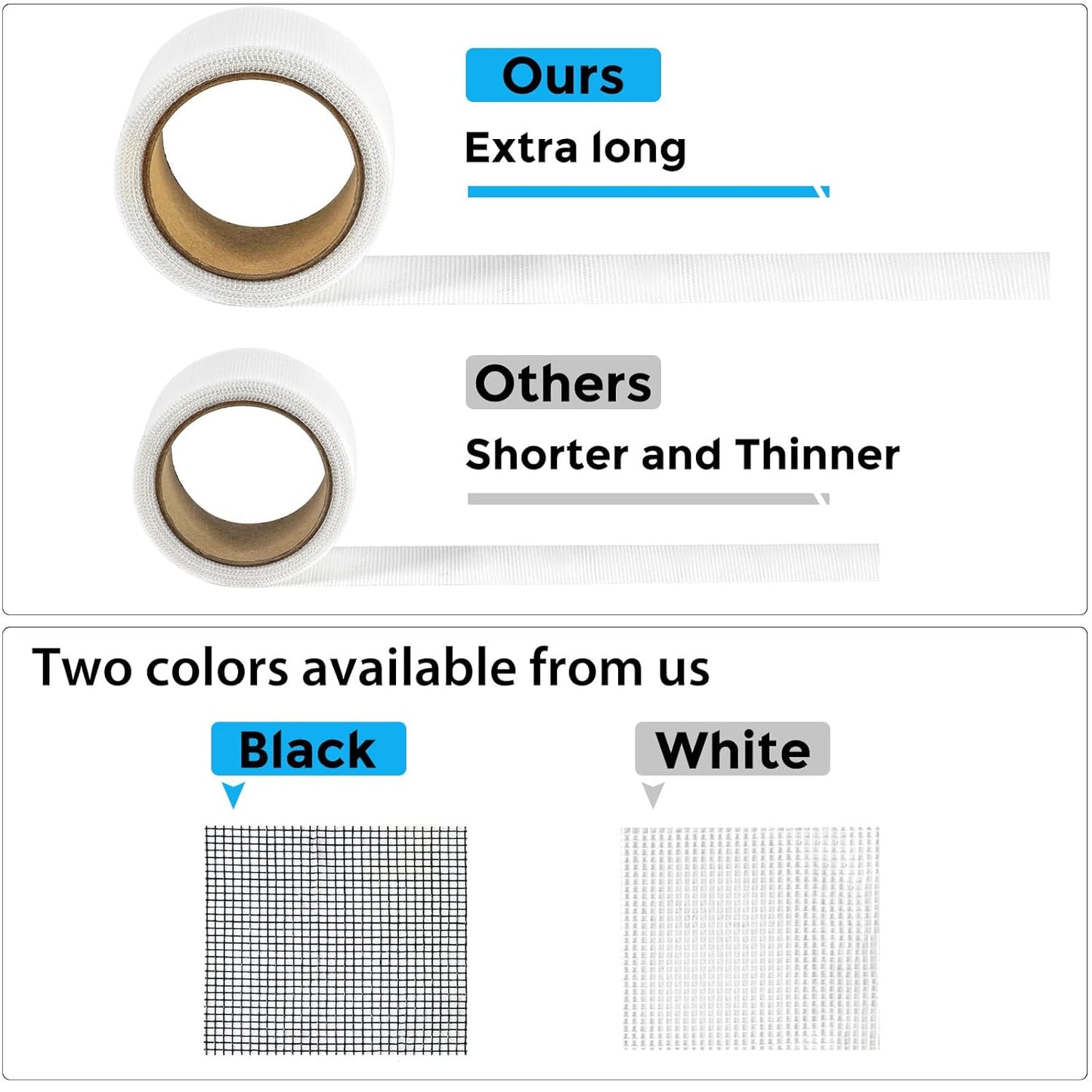 White Window Screen Repair Tape, 2 in X 30 FT (360IN) Kit for Windows or Doors, Strong Adhesive Patch Fiberglass Mesh Repair