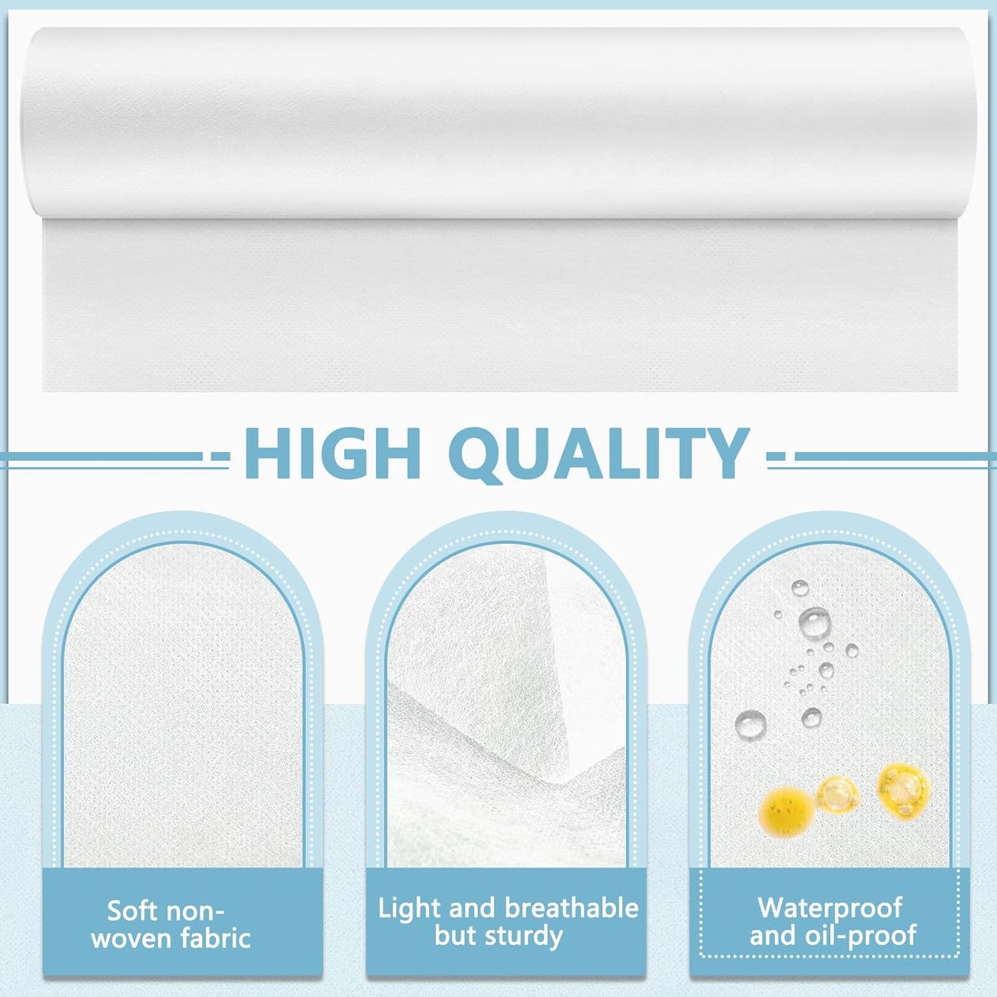 Tudomro 2 Roll Disposable Non Woven Bed Sheets 24 x 71 Inch Massage Table Paper Covers Non Woven Fabric Massage Sheets Waterproof Spa Breathable Bed Cover for Beauty Salon, Hotels(White)