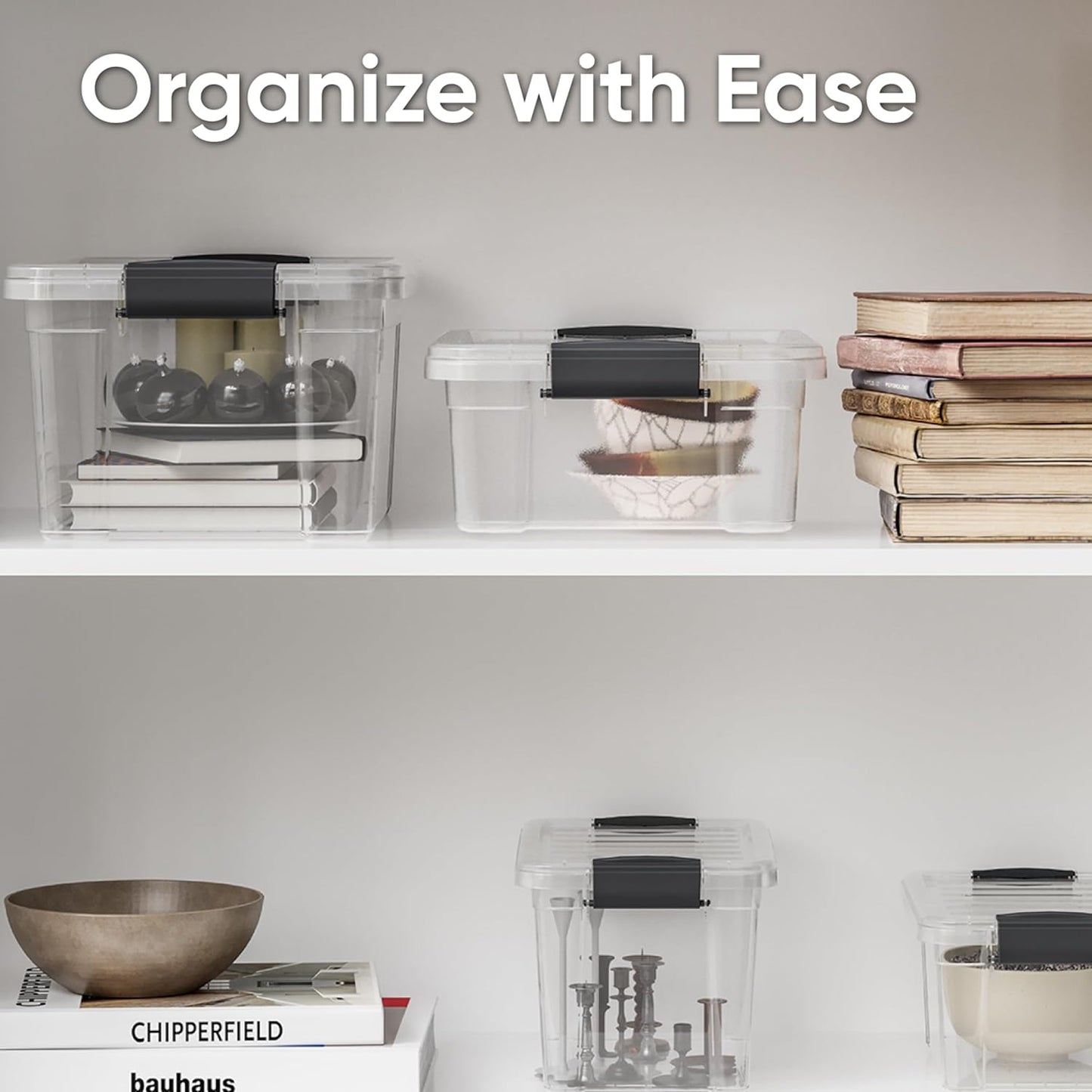 Superio Clear Storage Boxes with Lids, Plastic Container Bins for Organizing, Stackable Crates, BPA Free, Non Toxic, Odor Free, Organizers for Home, Office, School, and Dorm(13.7 Qt, 2 Pack)