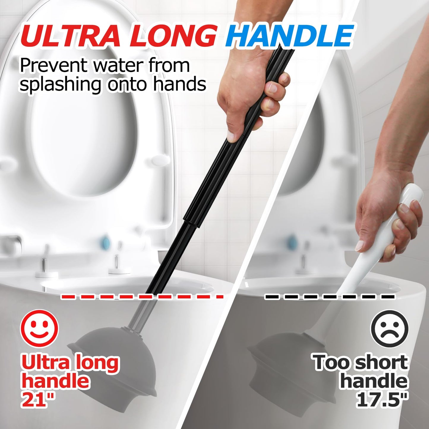 FORASTO 2in1 Toilet Brush and Plunger Set - Bathroom Bowl Holder Combo