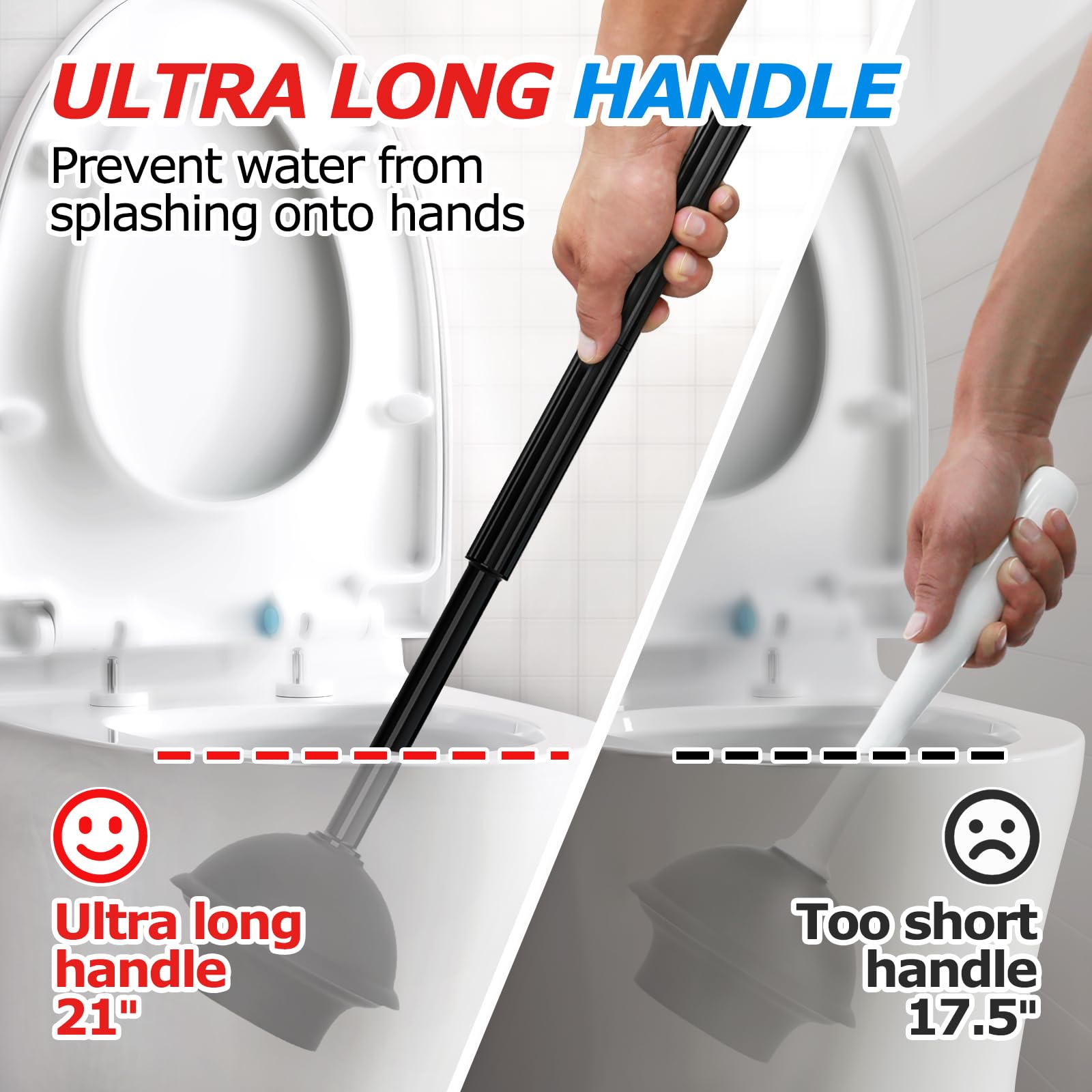 FORASTO 2in1 Toilet Brush and Plunger Set - Bathroom Bowl Holder Combo