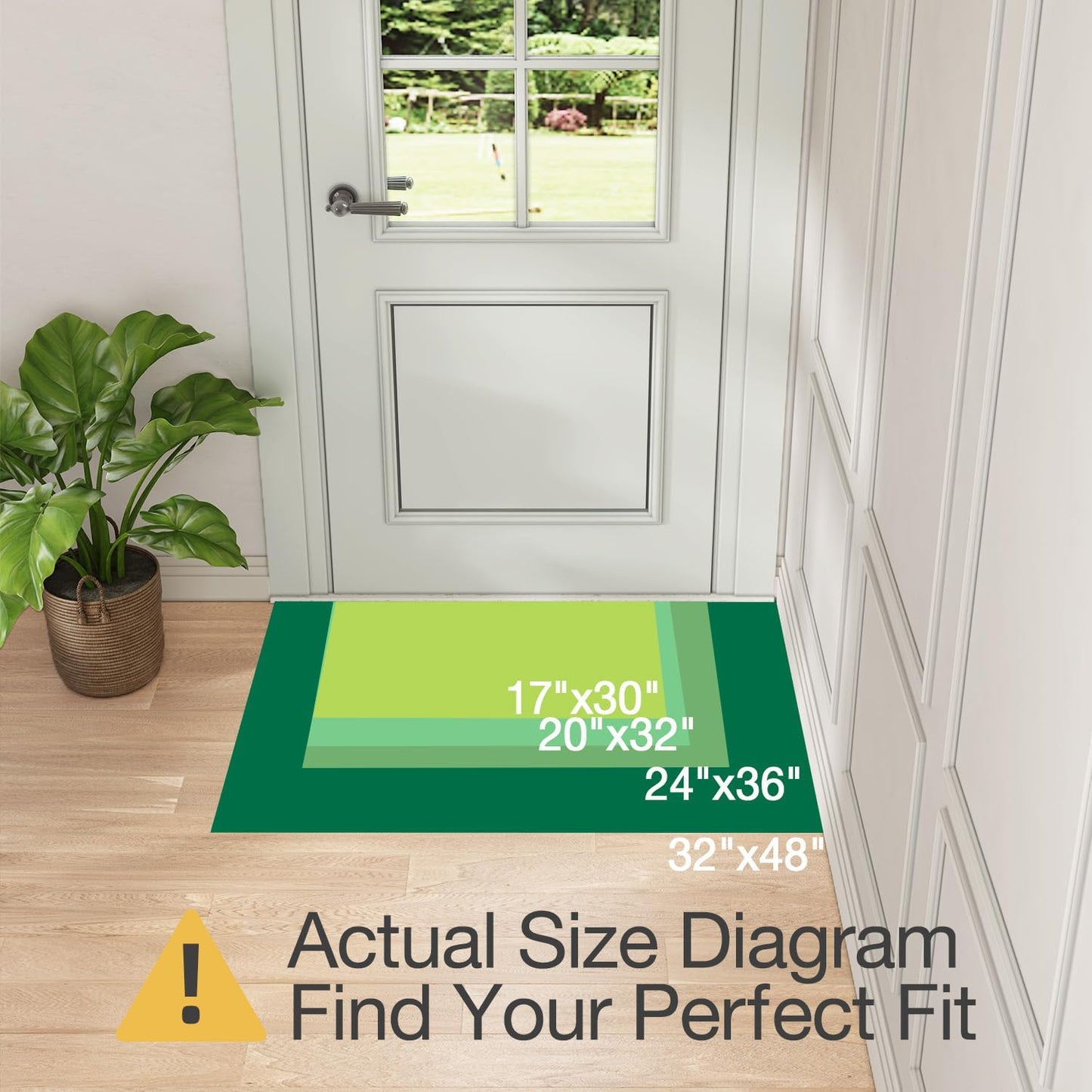 LUMI Ultra Thin Door Mat for Entryway, Low Profile Non Slip Rubber Backing Indoor Doormat, Easy Clean Welcome Entrance Mat for Inside House, Patio, Greenish Grey 17"x30"