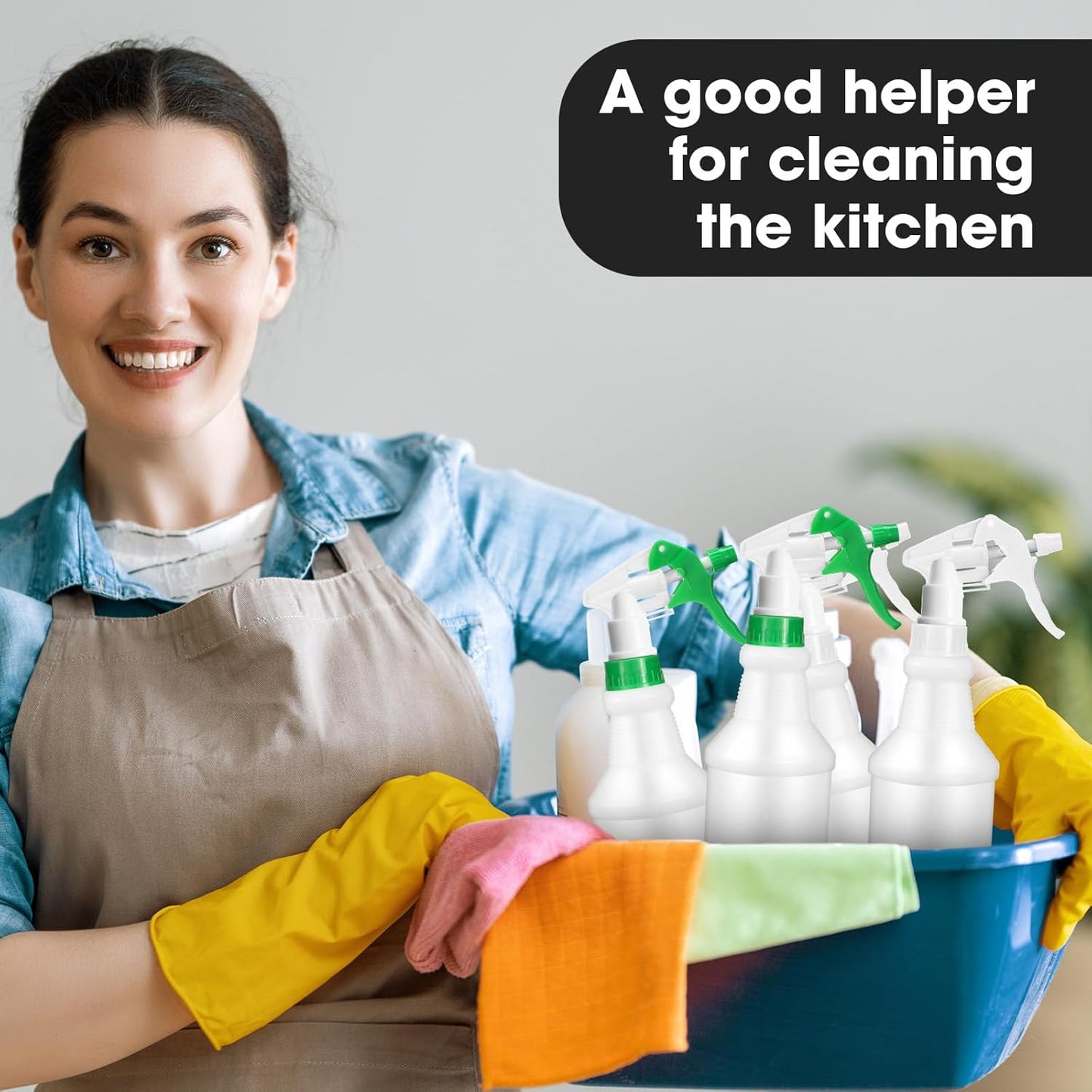 Eccliy 12 Pcs 16 Oz Plastic Spray Bottle, Adjustable Empty Reusable Sprayer for Cleaning, Planting, Water, Bathroom and Kitchen, BBQ, Commercial and Residential(Green, White,Original)