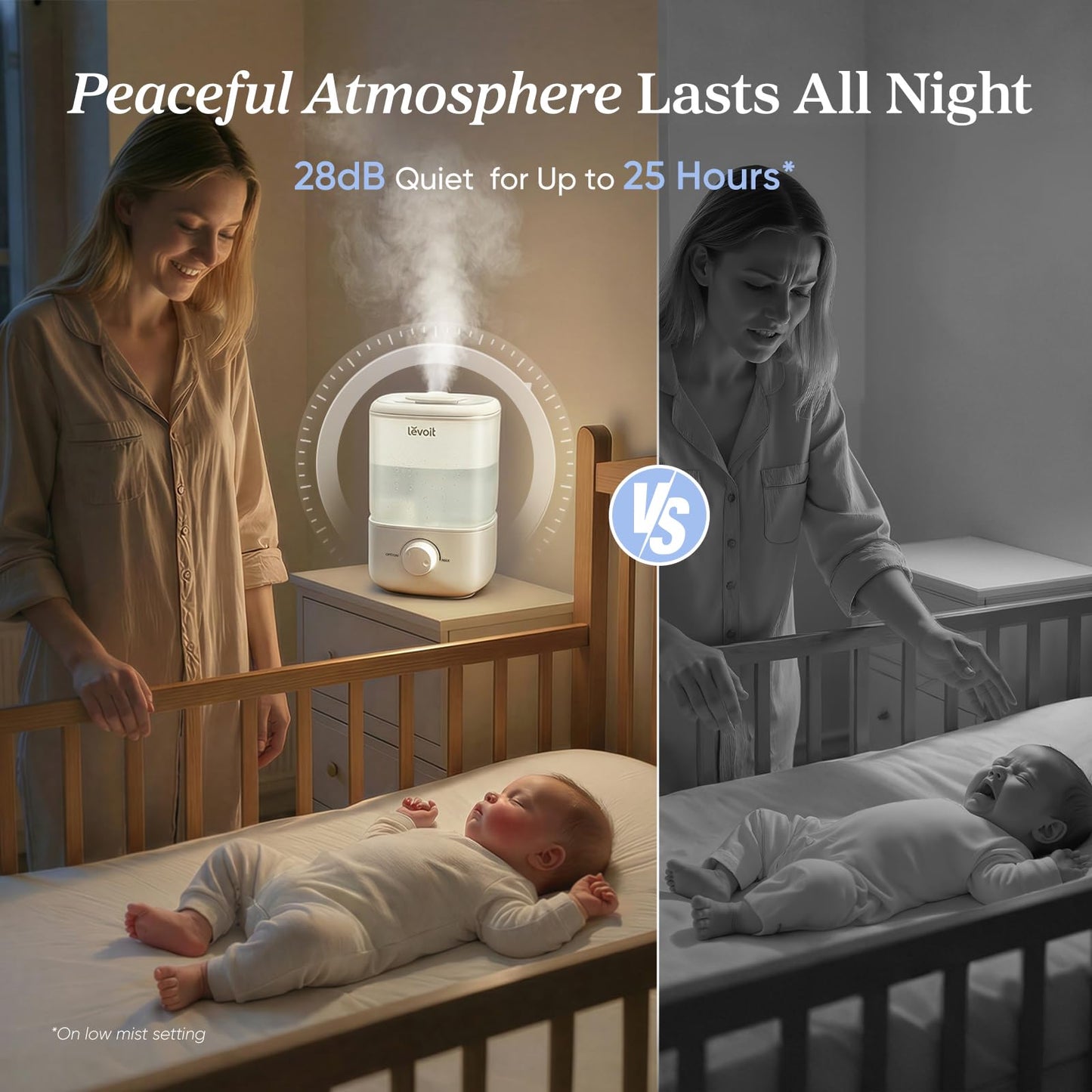 Levoit Top Fill Humidifiers for Bedroom, 2.5L Tank for Large Room, 28dB