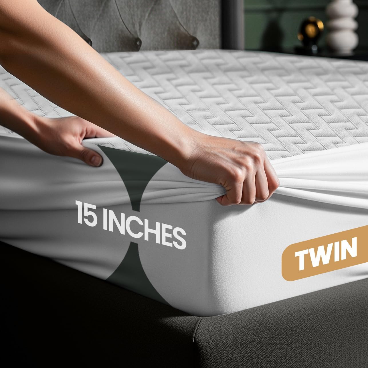 Utopia Bedding Waterproof Mattress Protector Twin Size, Premium 3D Air Soft Fabric Mattress Cover, Fits 15 Inches Deep, Breathable, Fitted Style with Stretchable Pockets