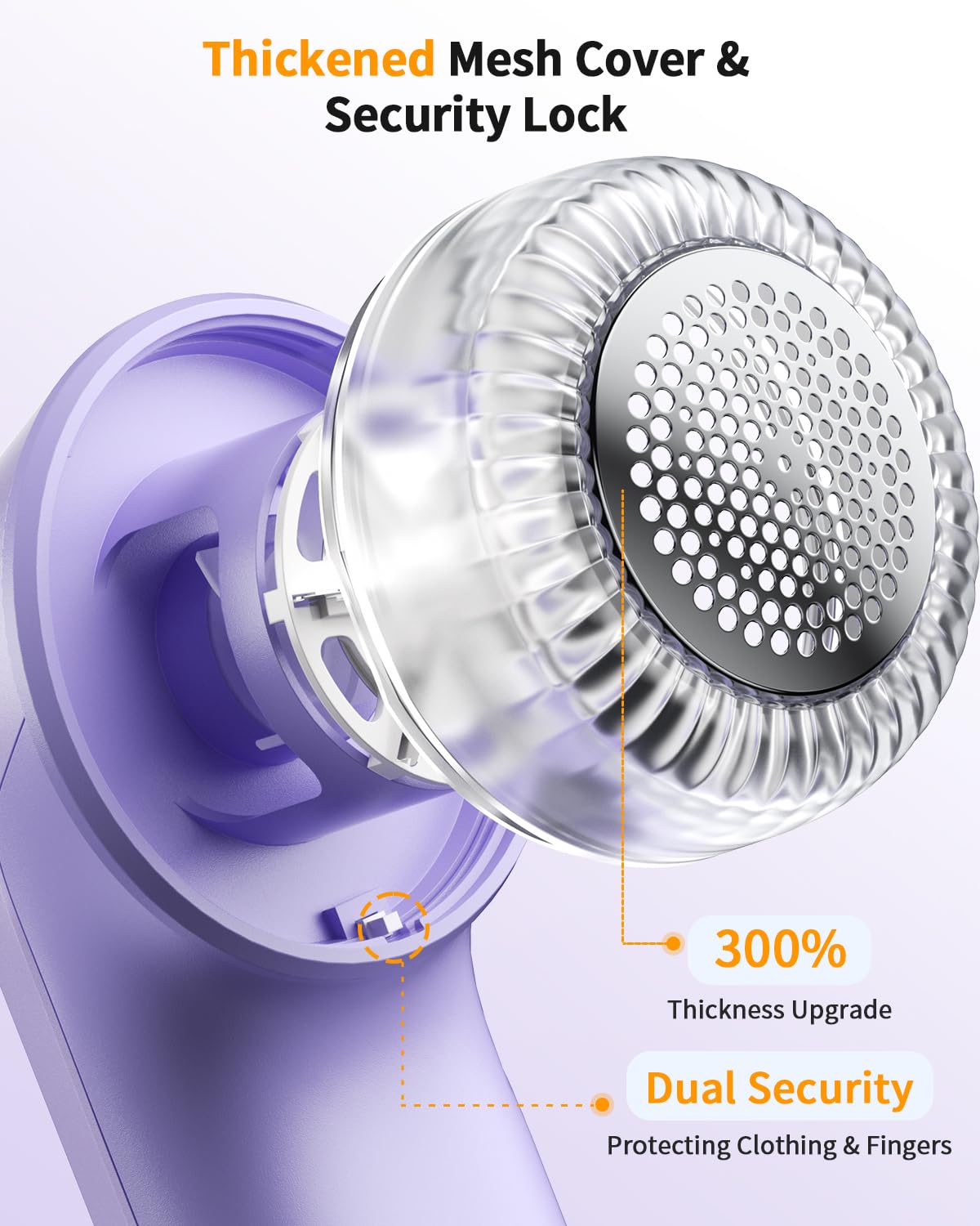 Fabric Shaver, Rechargeable Lint Shaver with Digital Display, Electric Portable Sweater Shaver with 6-Leaf Blades and Safety Lock, 3-Speeds Lint Remover to Remove Pilling for Clothes, Couch （Purple）