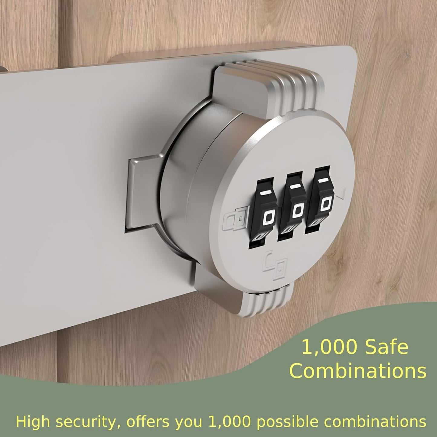 Keyless Combination Lock – 3-Digit Combination Lock for Cabinet Doors – Twist Knob Hasp Latch Lock with Password Code – Zinc Alloy Cabinet Door Latch for Kitchen Drawers, Cabinets, Cupboard (Silver)