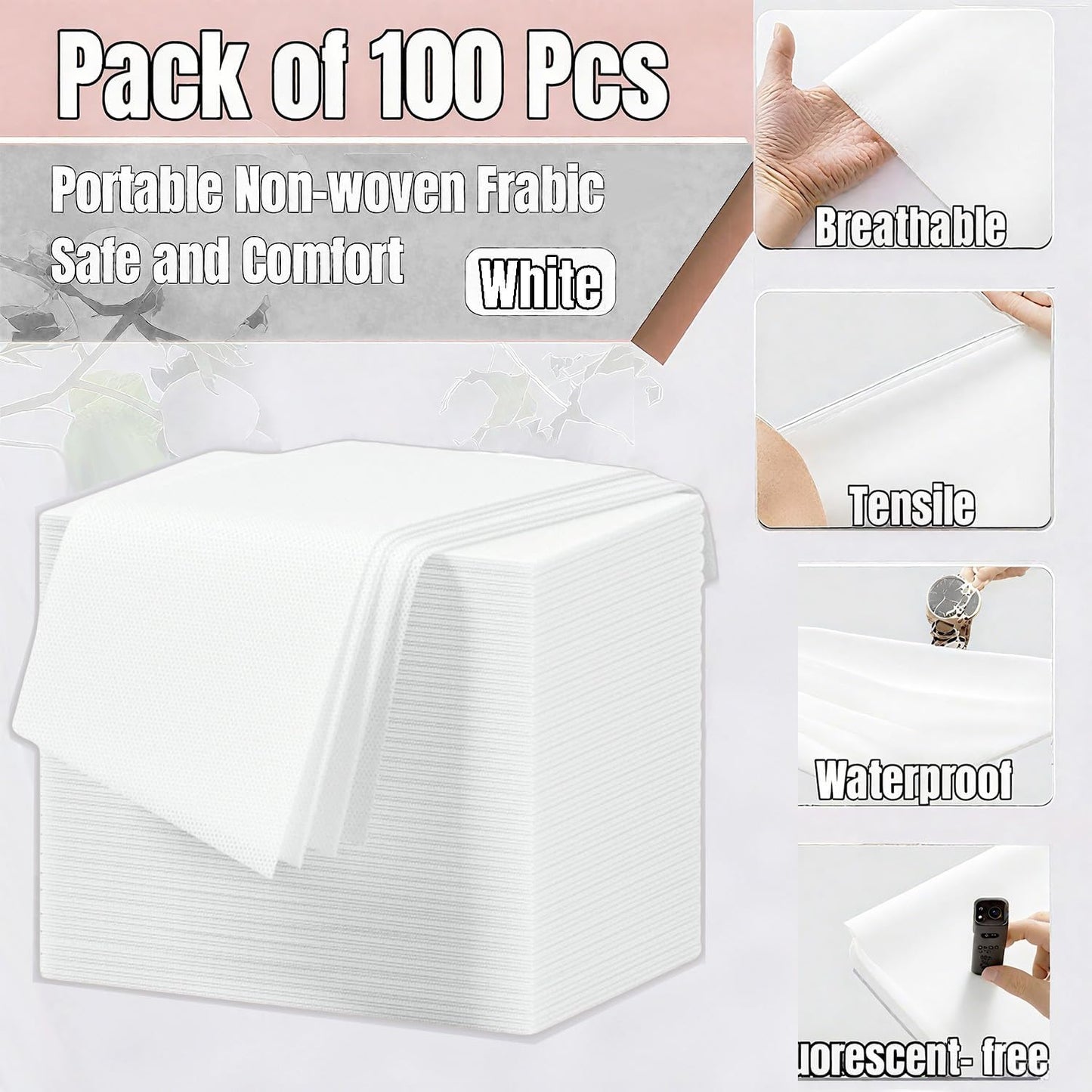 Disposable Bed Sheets 100 Pcs Massage Table Covers 31"x71" Non Woven Fabric Sheets for SPA Waxing Tattoo Beauty Salon Facial Esthetician Table Protector (White)