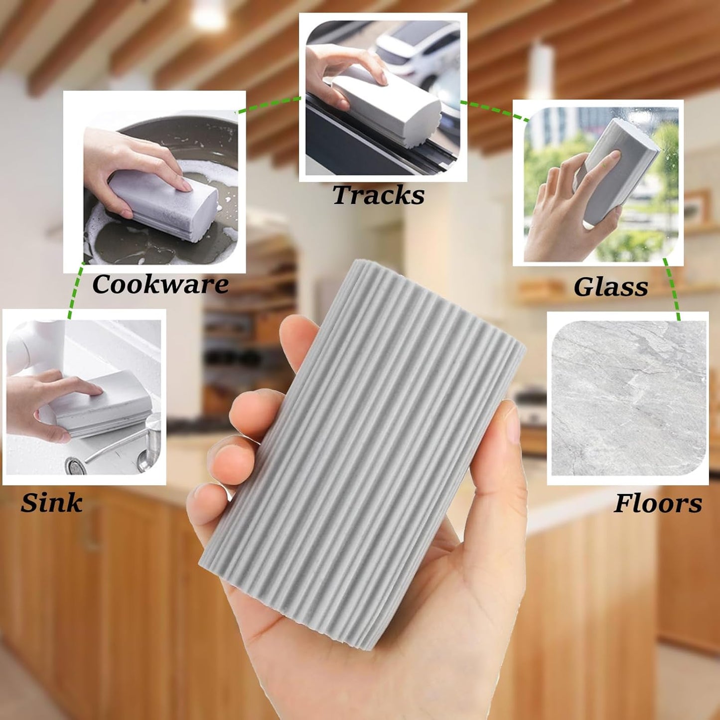 18-Pack Damp Clean Duster Sponge,Magic Sponge Eraser for Housekeeping,Reusable Cleaning Sponge for Blinds,Vents,Mirrors,Glass, Baseboards,Window Track Grooves and Railings (Grey)