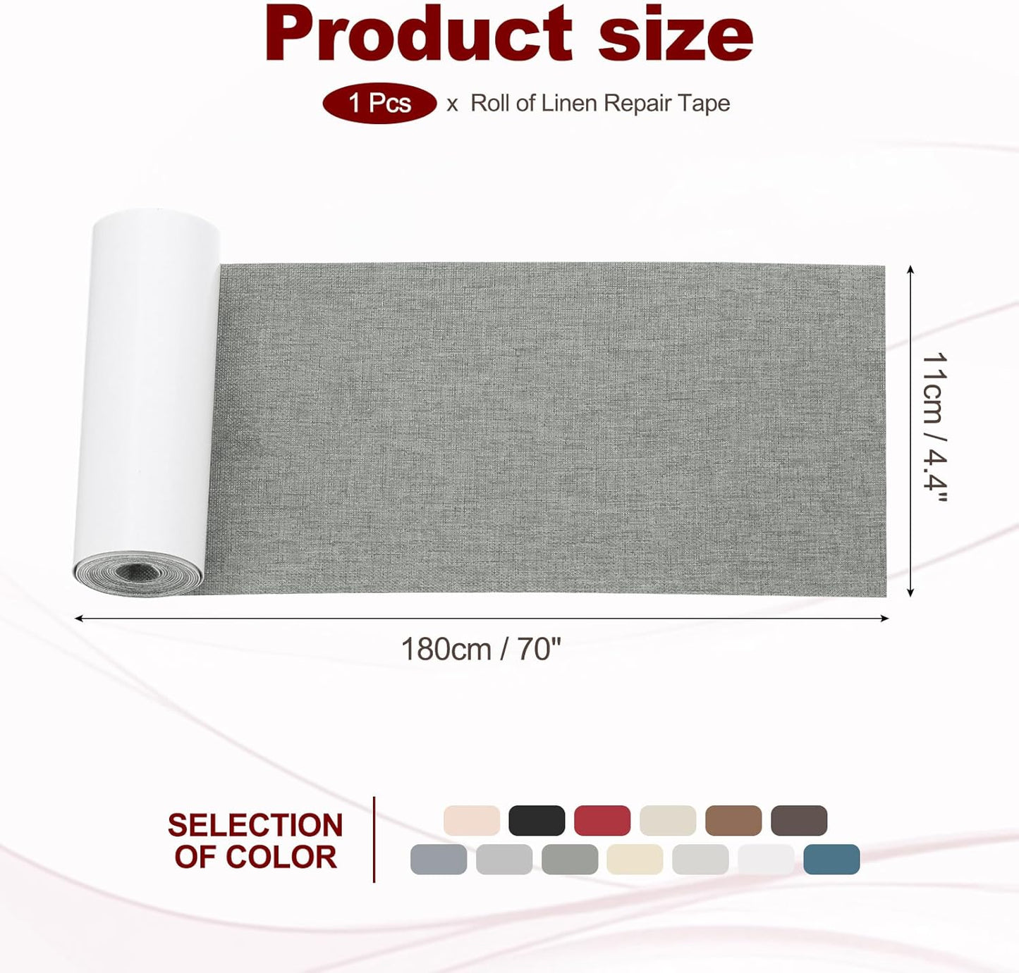 PATIKIL 70x4.4 Inch Linen Repair Tape, Repair Fabric Patch Self Adhesive Couch Patch Line Repair Patch for Furniture Sofa Car Seats Office Chairs, Dove Gray