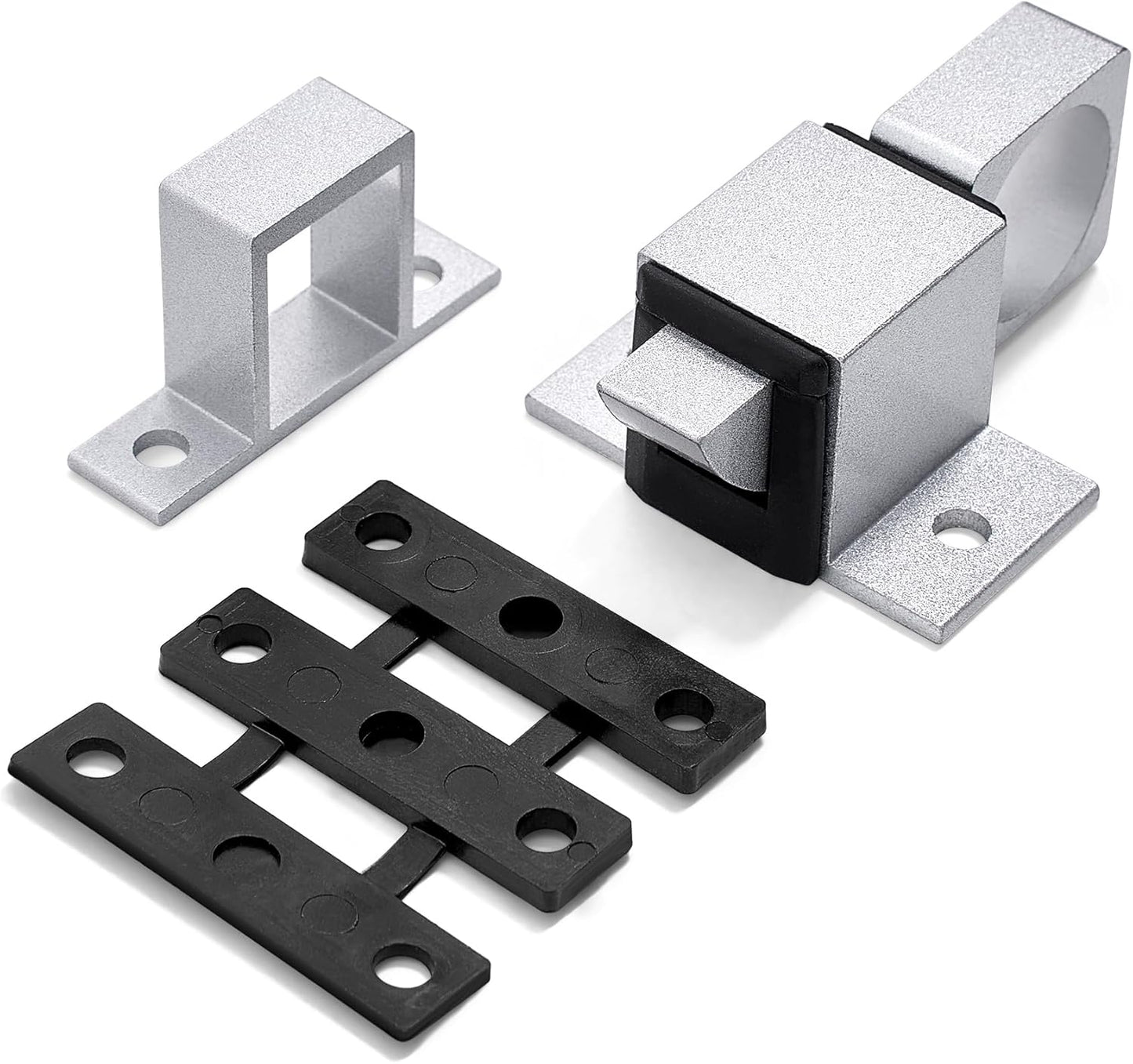2 Packs Self-Closing Gate Latches, Silver Spring Door Lock, Aluminum Alloy Security Latch for Windows, Cabinets & Gates