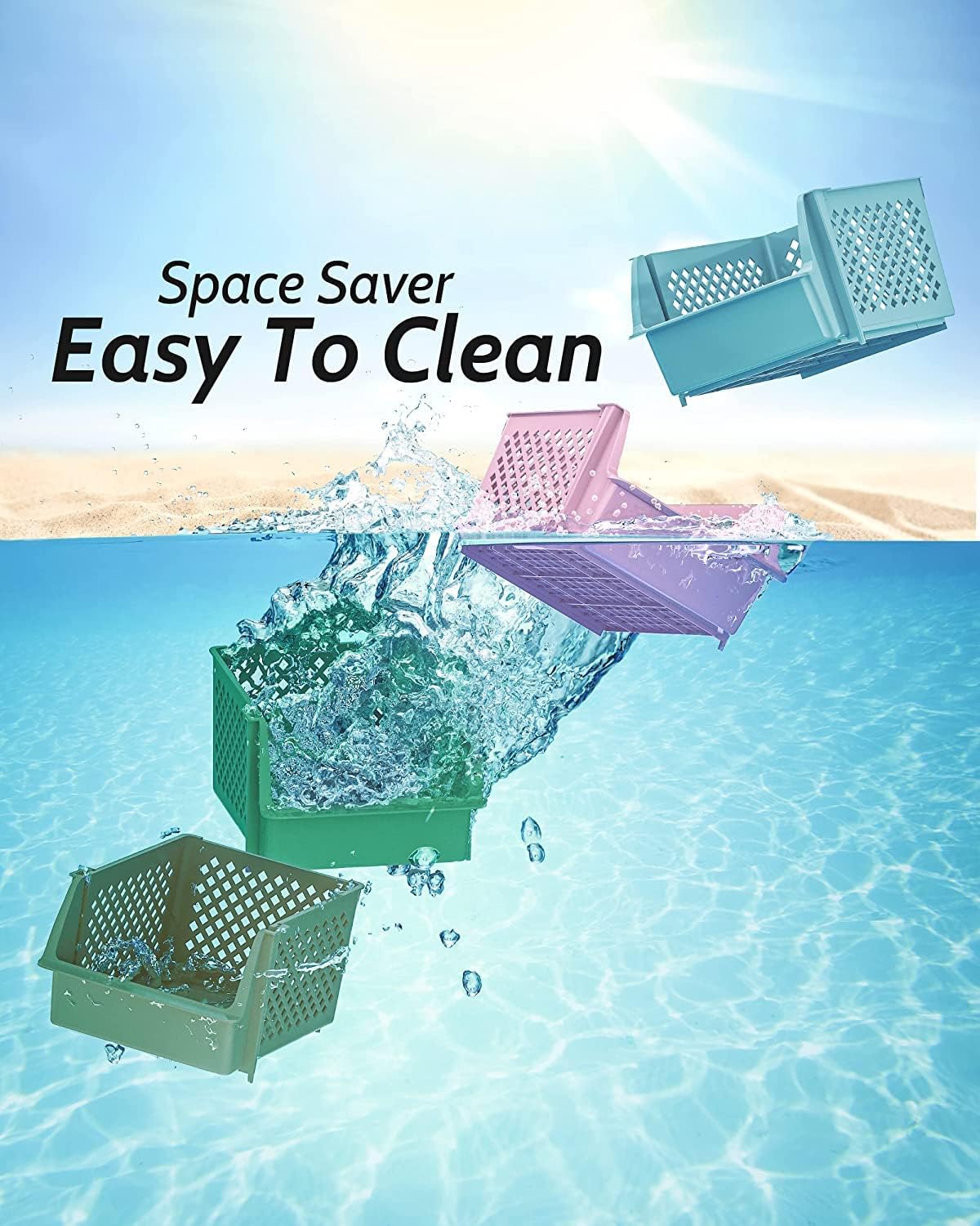 Skywin Plastic Stackable Storage Bins for Pantry - Stackable Bins For Organizing Food, Kitchen, and Bathroom Essentials (Multi - 50 Pack)