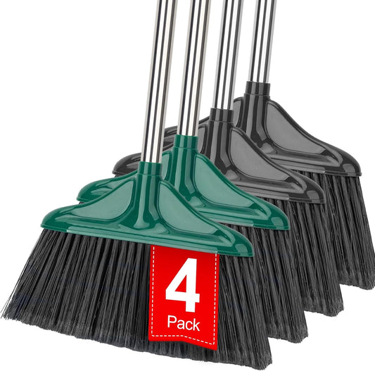 4 PCS Heavy Duty Broom Outdoor/Indoor Commercial Broom with 61" Long Handle,Perfect for Home Garage
