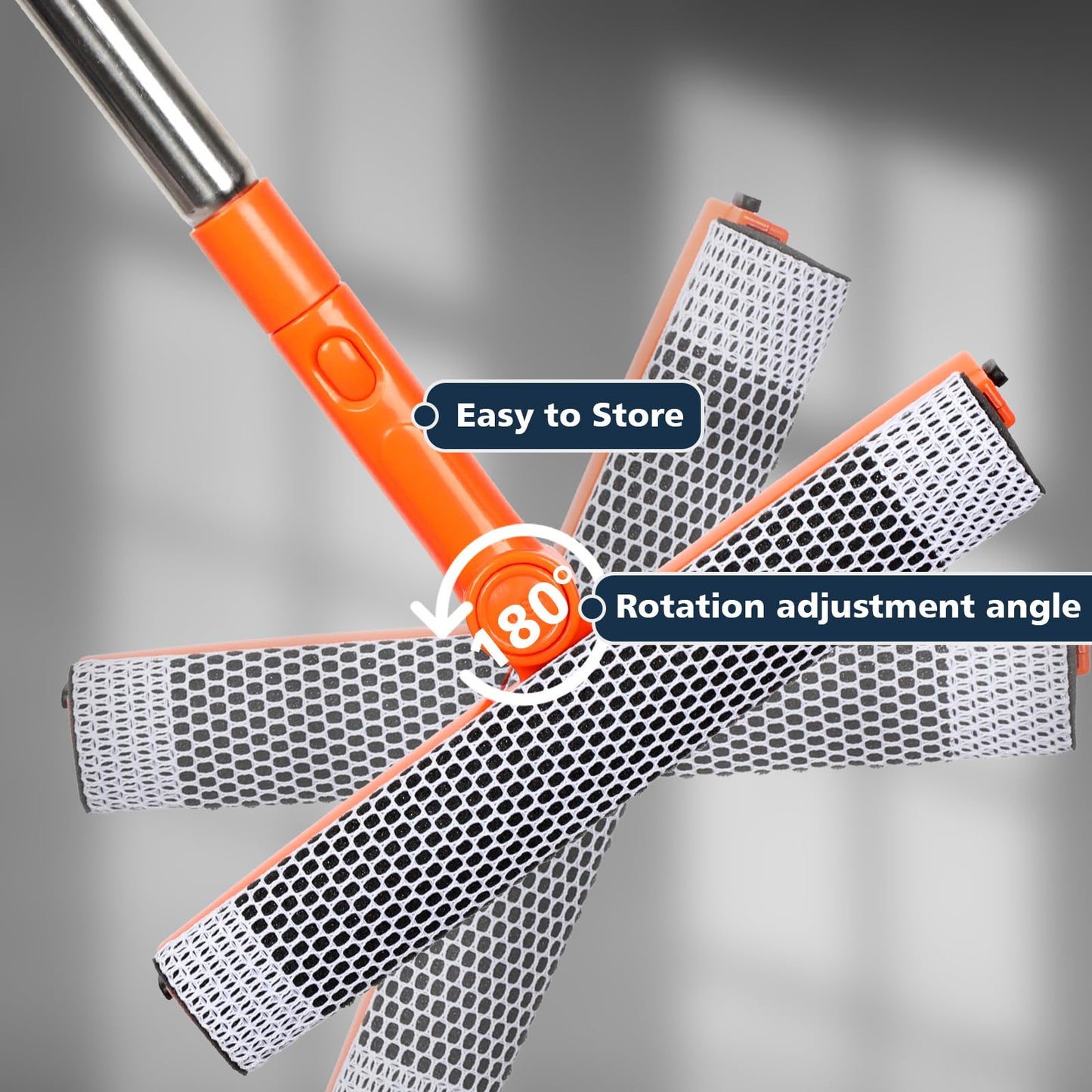 Professional Window Squeegee,2 in 1 Squeegee Window Cleaner with Long Stainless Steel Handle,Sponge