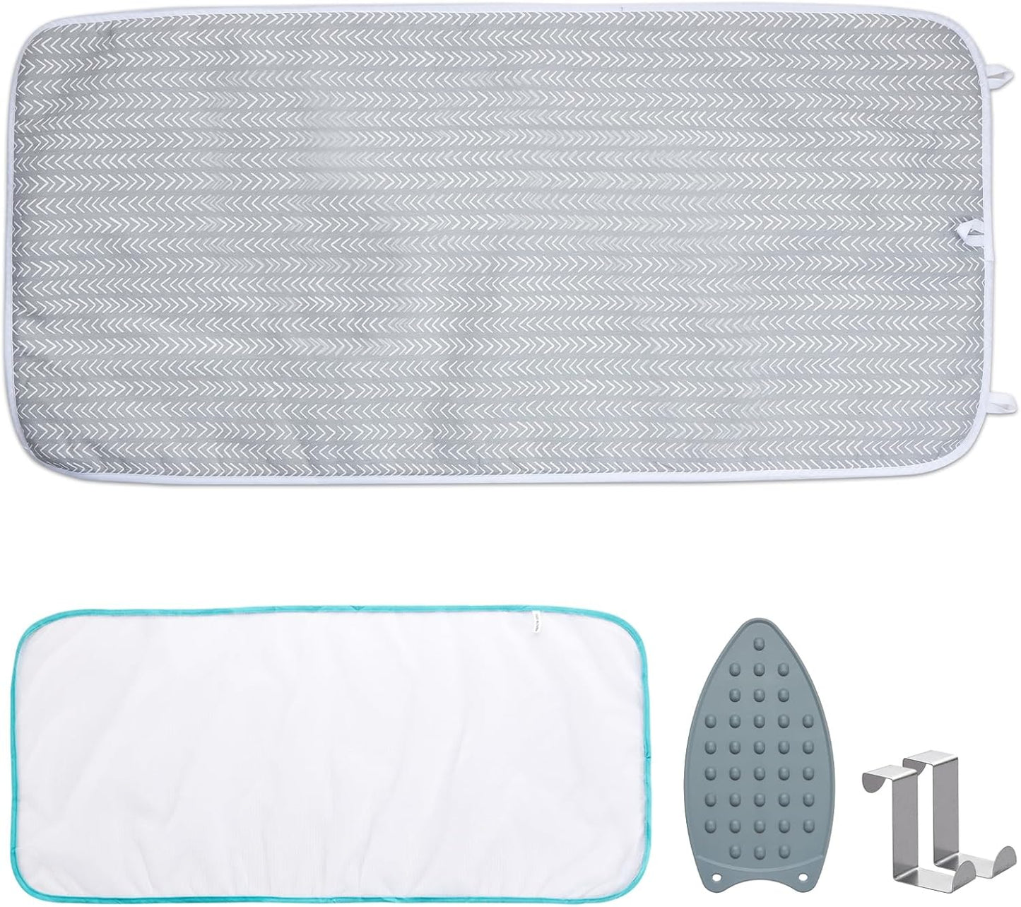 Seiritex Ironing Mat, Portable Ironing Pad 39.4 x 18.9 inch Table Top Iron Board 5 in 1 Travel Iron Blanket for Washer, Dryer, Counter top, Grey Arrow