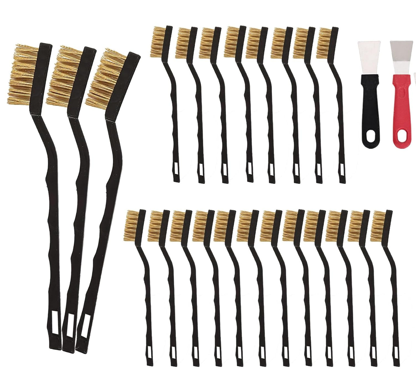 20 Pcs Mini Wire Brush Brass Brush Set, Curved Handle Masonry Brush Wire Brush for Cleaning Welding Slag and Rust
