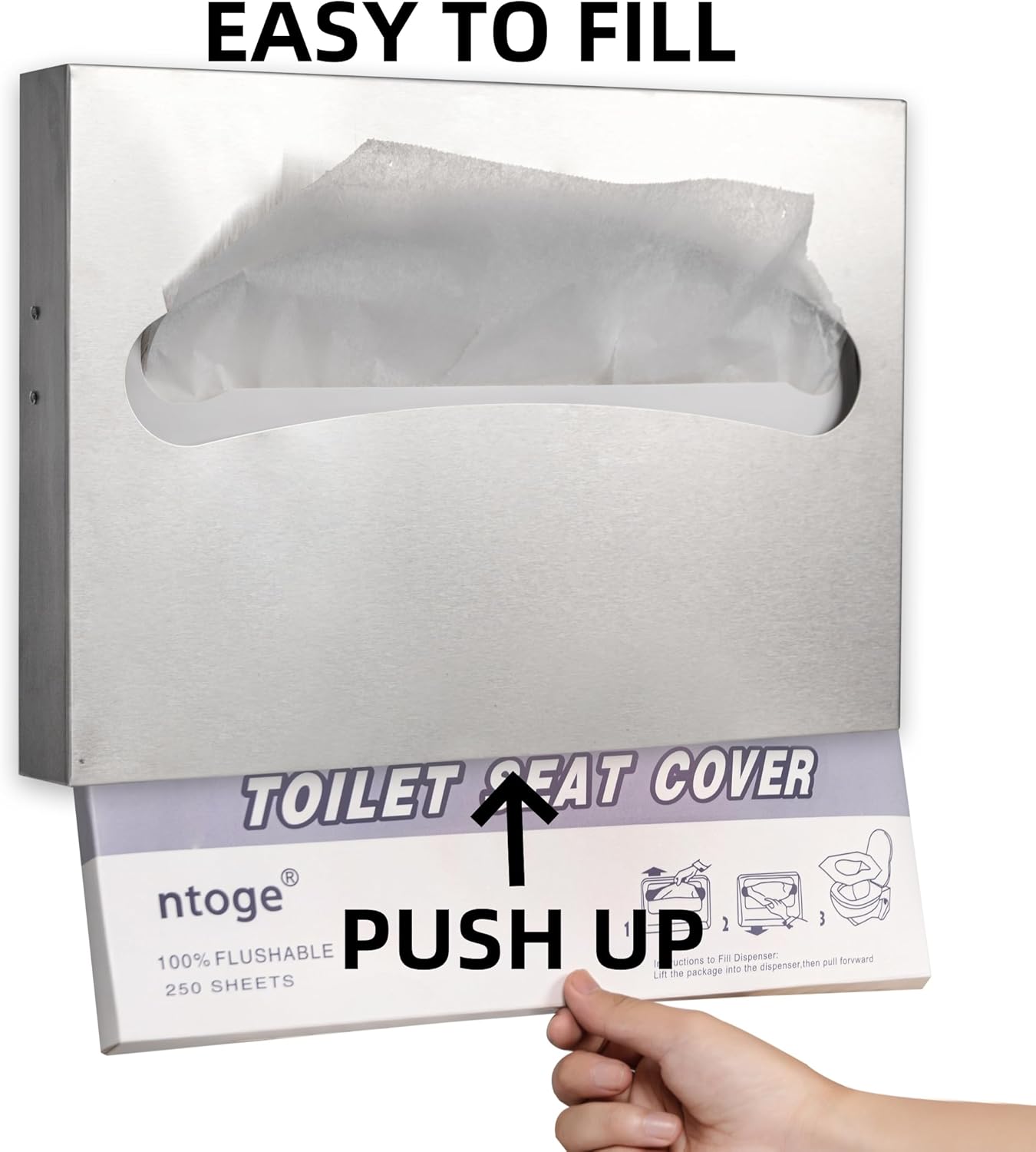 Toilet Seat Cover Dispenser,Commercial Stainless Steel Brushed Toilet Seat Cover Holder for Disposable Toilet Seat Covers Wall Mount for Bathroom Restroom