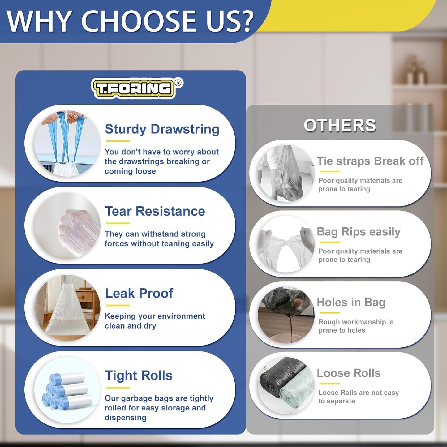 240 Count 3 Gallon Trash Bags Drawstring - 12 Liter Small Garbage Bags for Bathroom, 0.96 Mil Strong White Unscented Plastic Wastebasket Bin Liners for Toilet Office and Bedroom