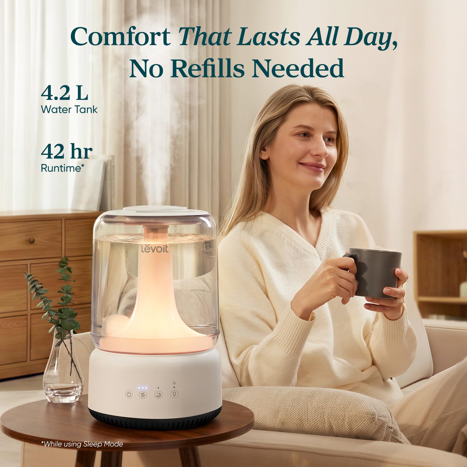 Levoit Humidifiers for Bedroom 4.2L Top Fill for Large Room, NeoClassic 450