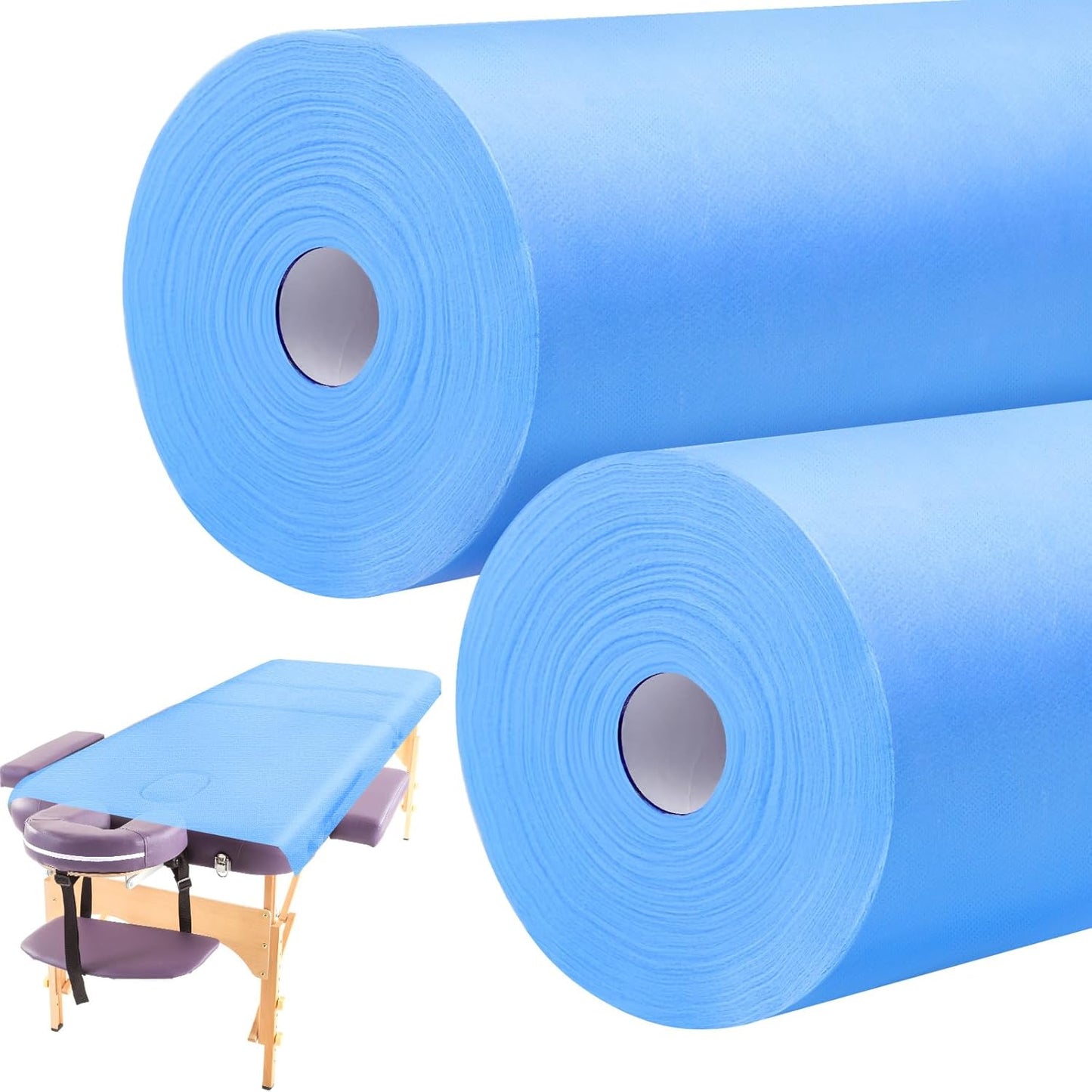 Tudomro 2 Roll Disposable Non Woven Bed Sheets 24 x 71 Inch Massage Table Paper Covers Non Woven Fabric Massage Sheets Waterproof Spa Breathable Bed Cover for Beauty Salon, Hotels(Blue)