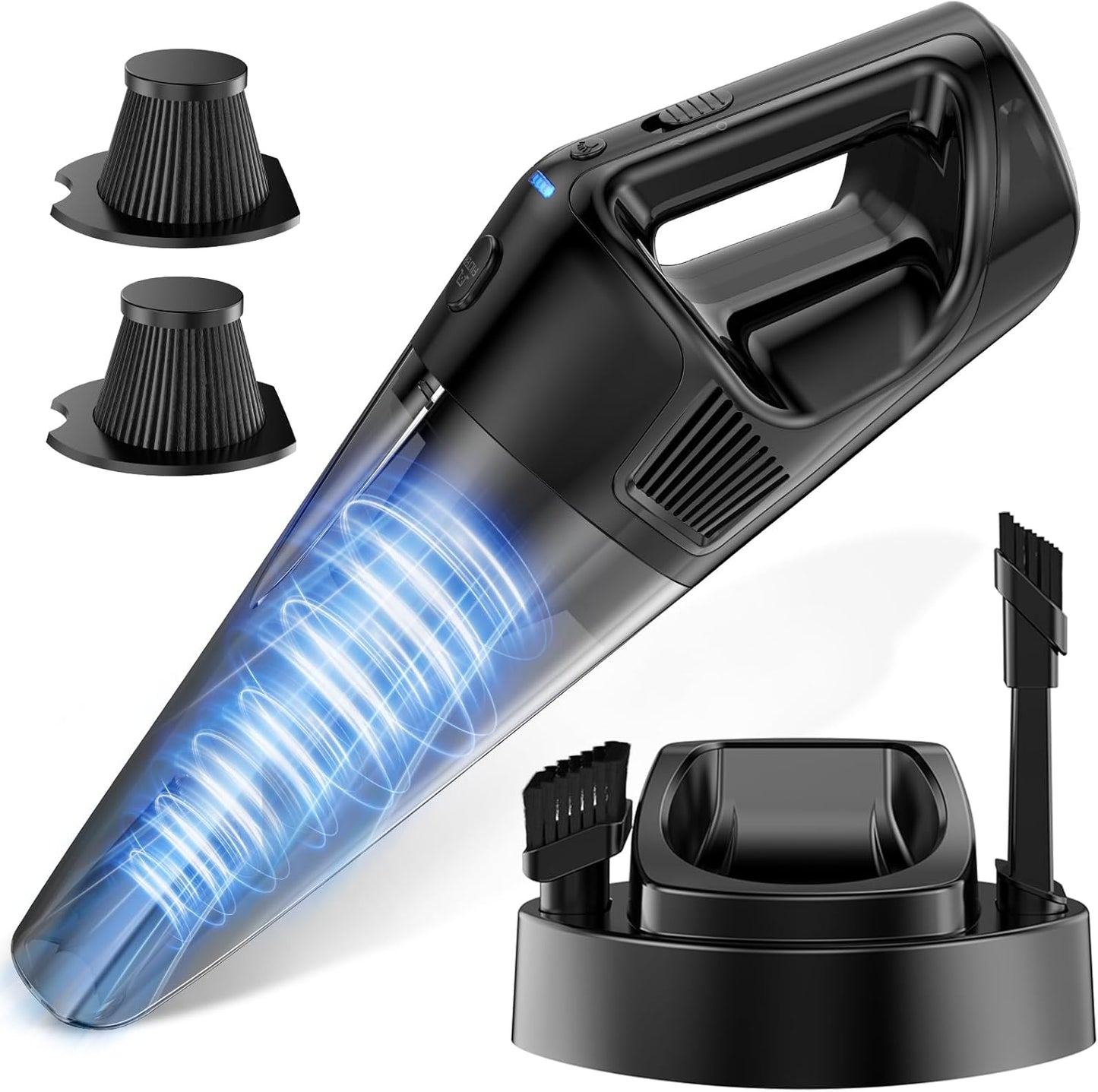 Handheld Vacuum Cordless Rechargeable with Charging Dock - 16000Pa Ultra-Strong Suction, Portable & Lightweight, Fast Charging, LED Light, 0.8L Super-Large Dust Cup, Long Battery Life for Home
