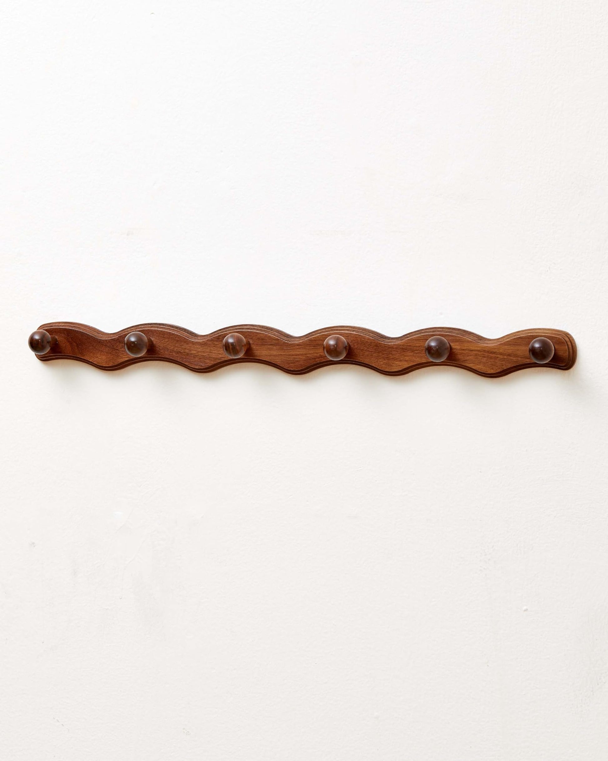 Wood Coat Rack Wall Mount - Walnut Coats Hook Hanger Wall-Mounted, Wave-Shaped Entryway Hanging