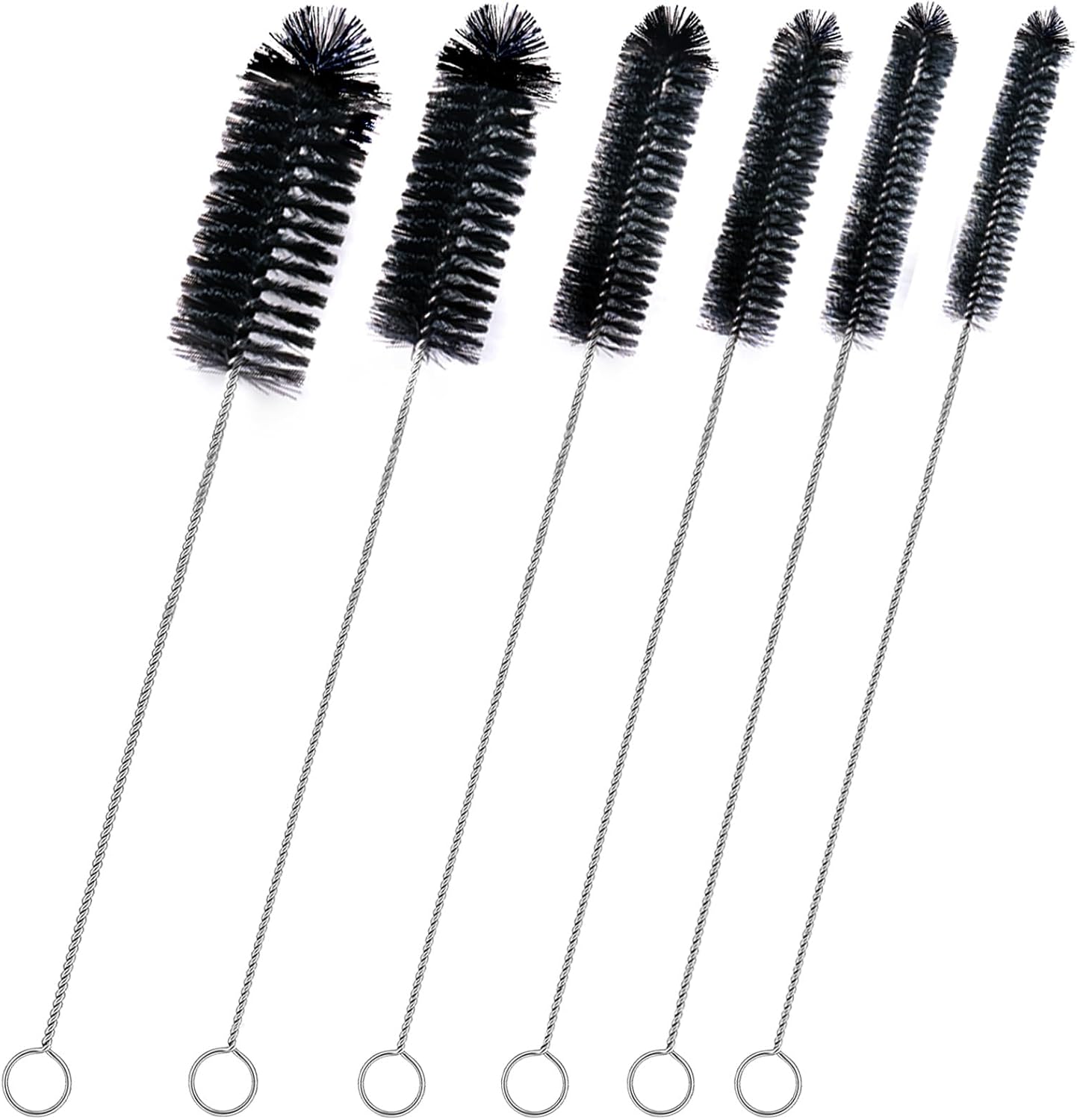 Straw Cleaner Brush Set,6 Piece 12" Long Pipe Tube Bottle Brushes for Cleaning Narrow Neck Bottles,Coffee Maker,Glass Cups