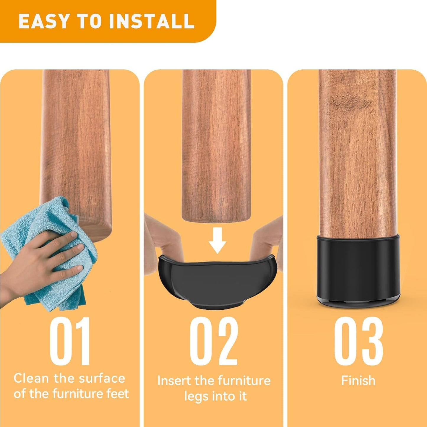 Furniture Sliders,16 PCS Chair Leg Sliders for Carpet, Furniture Movers Sliders, Carpet Chairs Furniture Glides, Floor Protectors, Carpet Moving Sliders Easily Move.(Black, Fit:1.62-2").