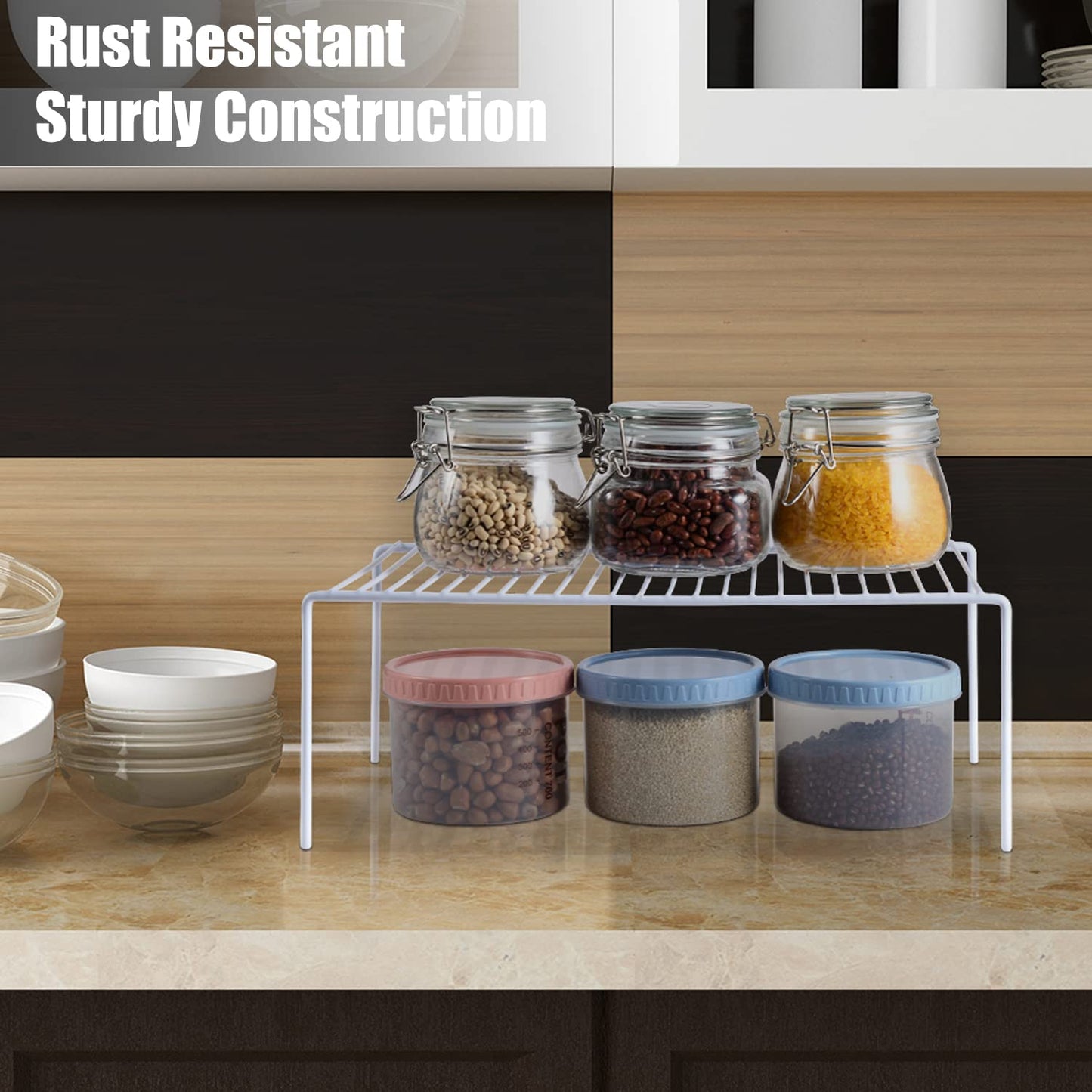 GEDLIRE Kitchen Cabinet Shelf Organizer Set of 6, Medium (13 x 9.4 inch) Metal Wire Pantry Storage