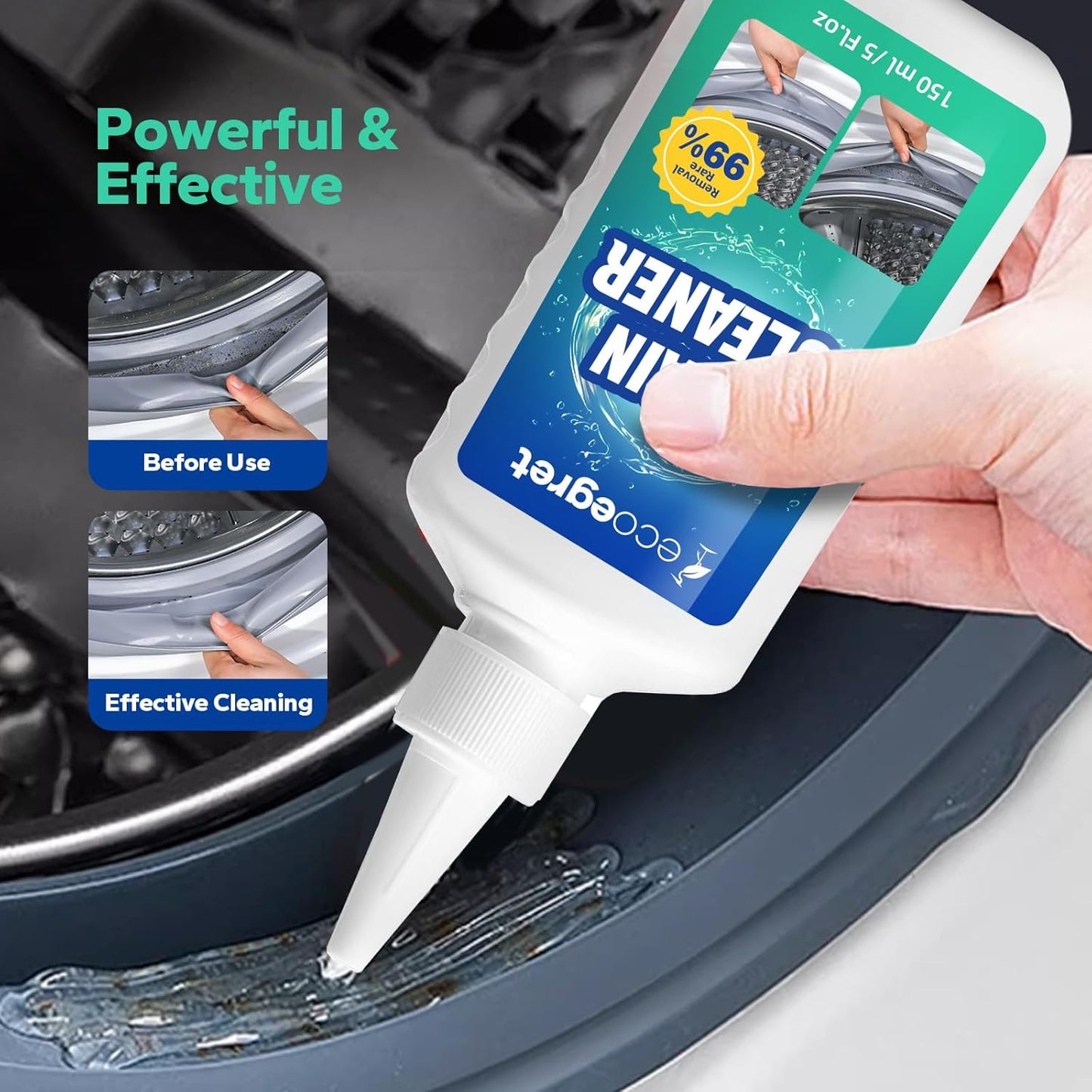 Home Remover Gel (5 Fl oz), Multifunctional Stain Remover, Washing Machine Cleaner, Refrigerator Strips, Grout Cleaner Best for Floor Tile, Home Sink, Kitchen, Showers (1 Pack)