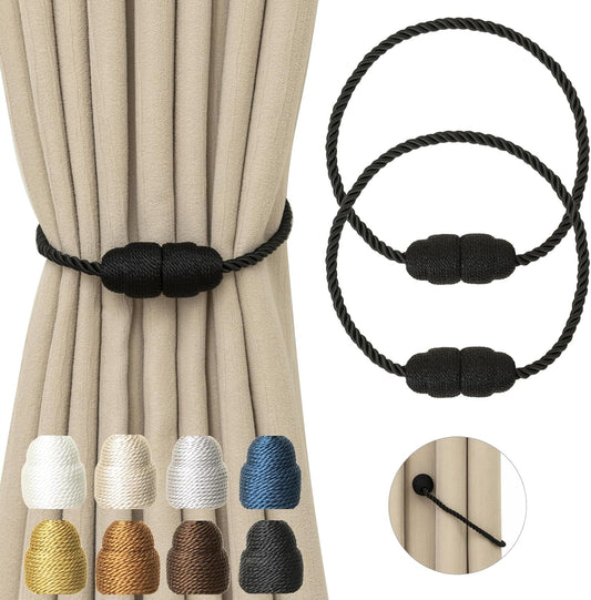 Magnetic Curtain Tiebacks - 2 Pack Rope Curtain Tiebacks for Drapes and Decorative Window
