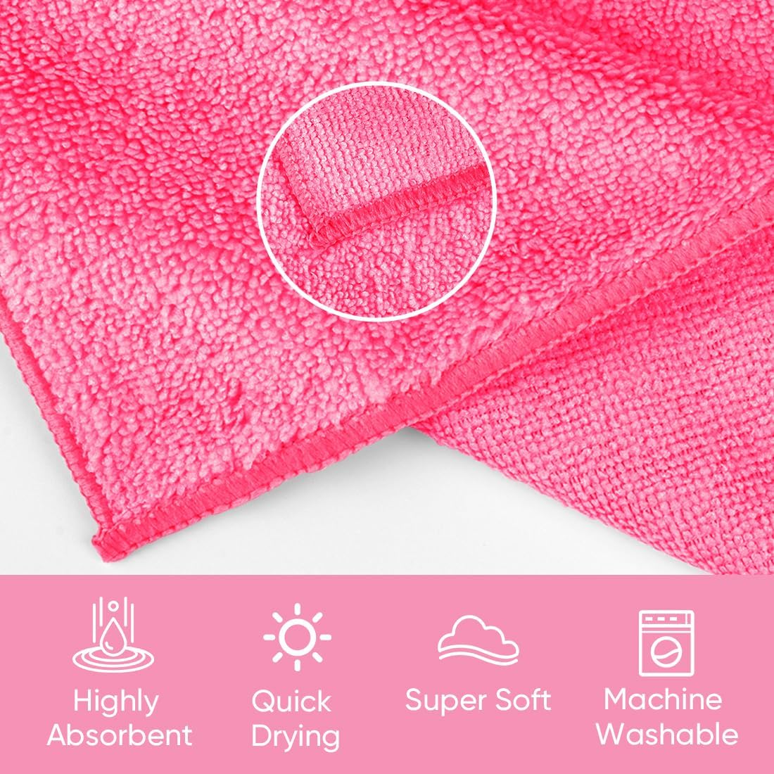 HOMEXCEL Microfiber Washcloths 12 Pack, Highly Absorbent and Soft Face Towel, Multi-Purpose Wash Cloths for Bathroom, Gym, Hotel, Spa and Kitchen, 12x12 Inch, Assorted Set