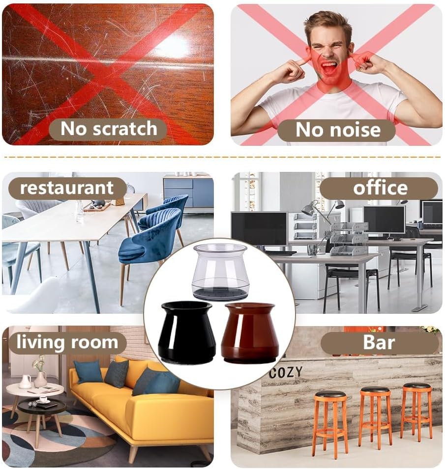 BUMACO 40Pcs Chair Leg Floor Protectors Chair Leg Protectors for Hardwood Floors Silicone Pads Covers to Protect Floors Clear Universal S (15/16" to 1-5/16")