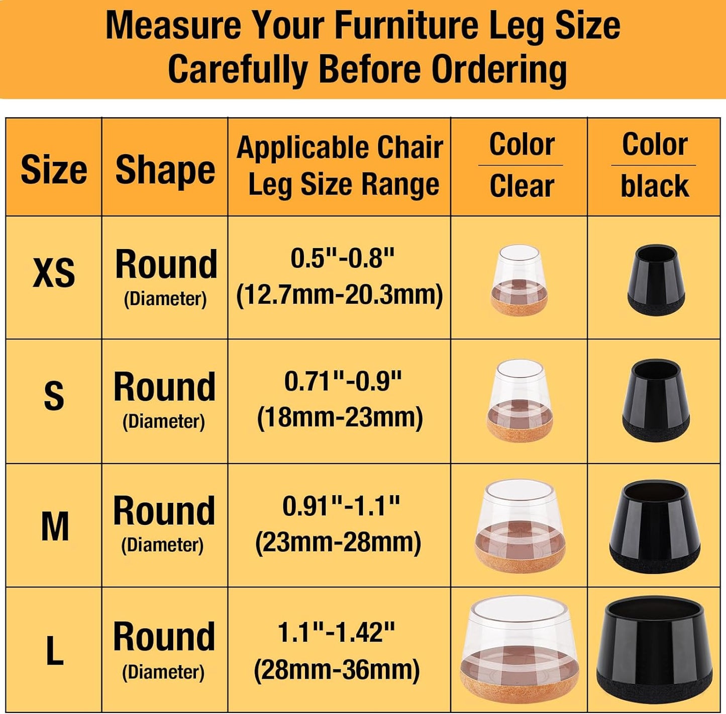 32 Pcs New Small Chair Leg Protectors for Hardwood Floors, Silicone Chair Leg Floor Protectors, Chair Leg Caps Covers Protect Wooden Floors from Scratching, Thick, Won't Tear