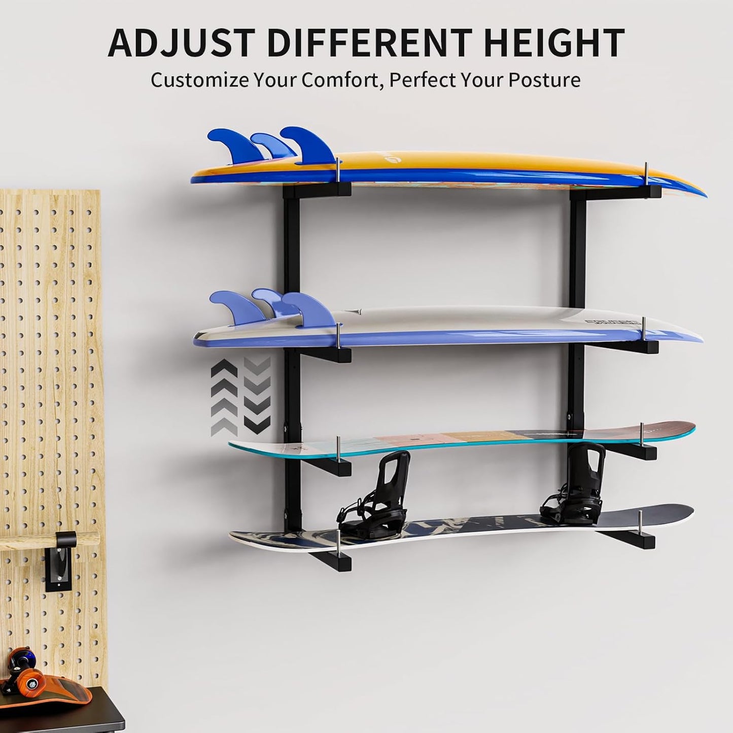 Lumber Storage Rack, Upgrade Cantilever Folding Lumber Rack Wall Mount, Metal 8 Level 32 Inch Plywood Scrap Wood Storage Rack