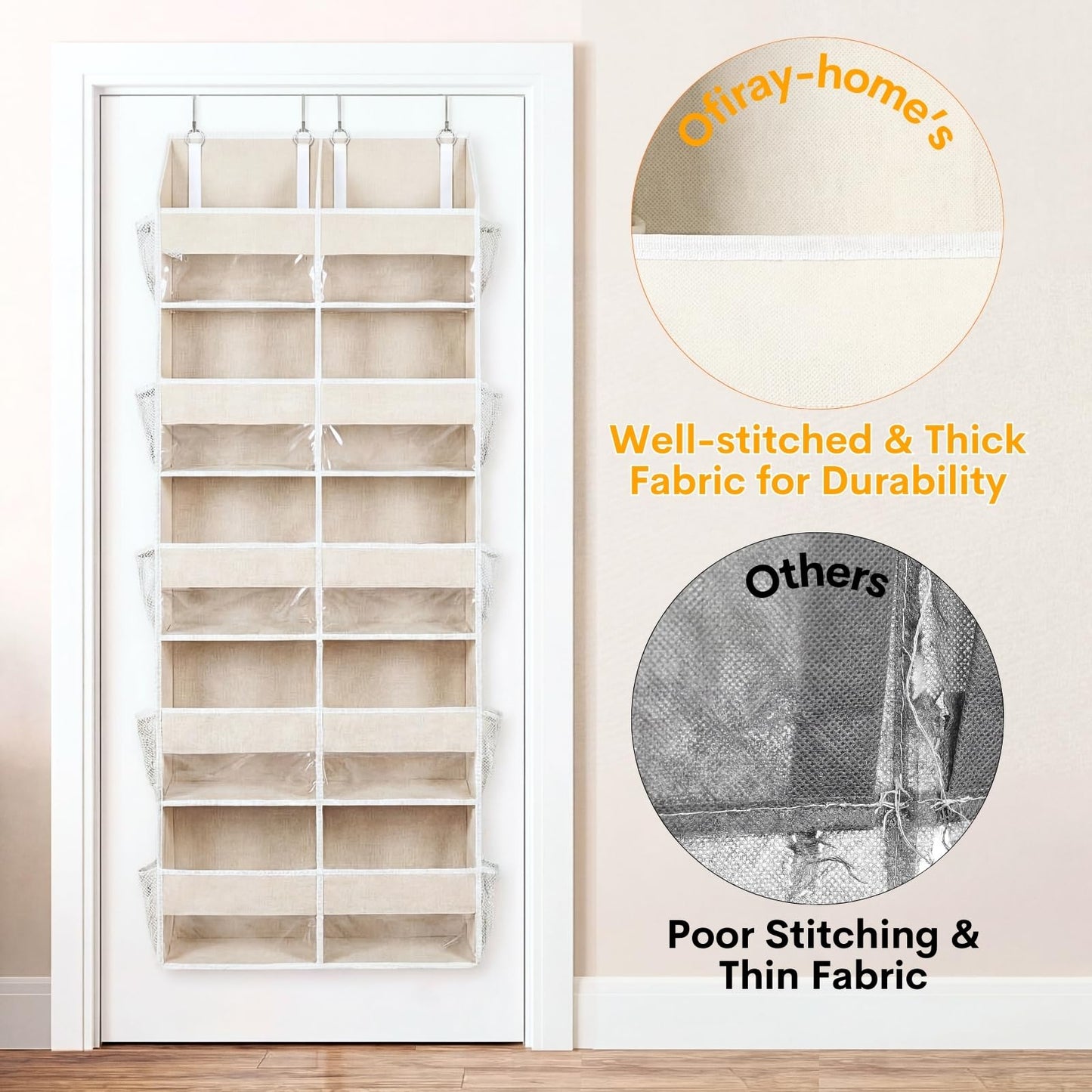 Ofiray-home Over the Door Organizer 5 Tiers,Extra Large Behind Door Storage of 10 Compartments,80