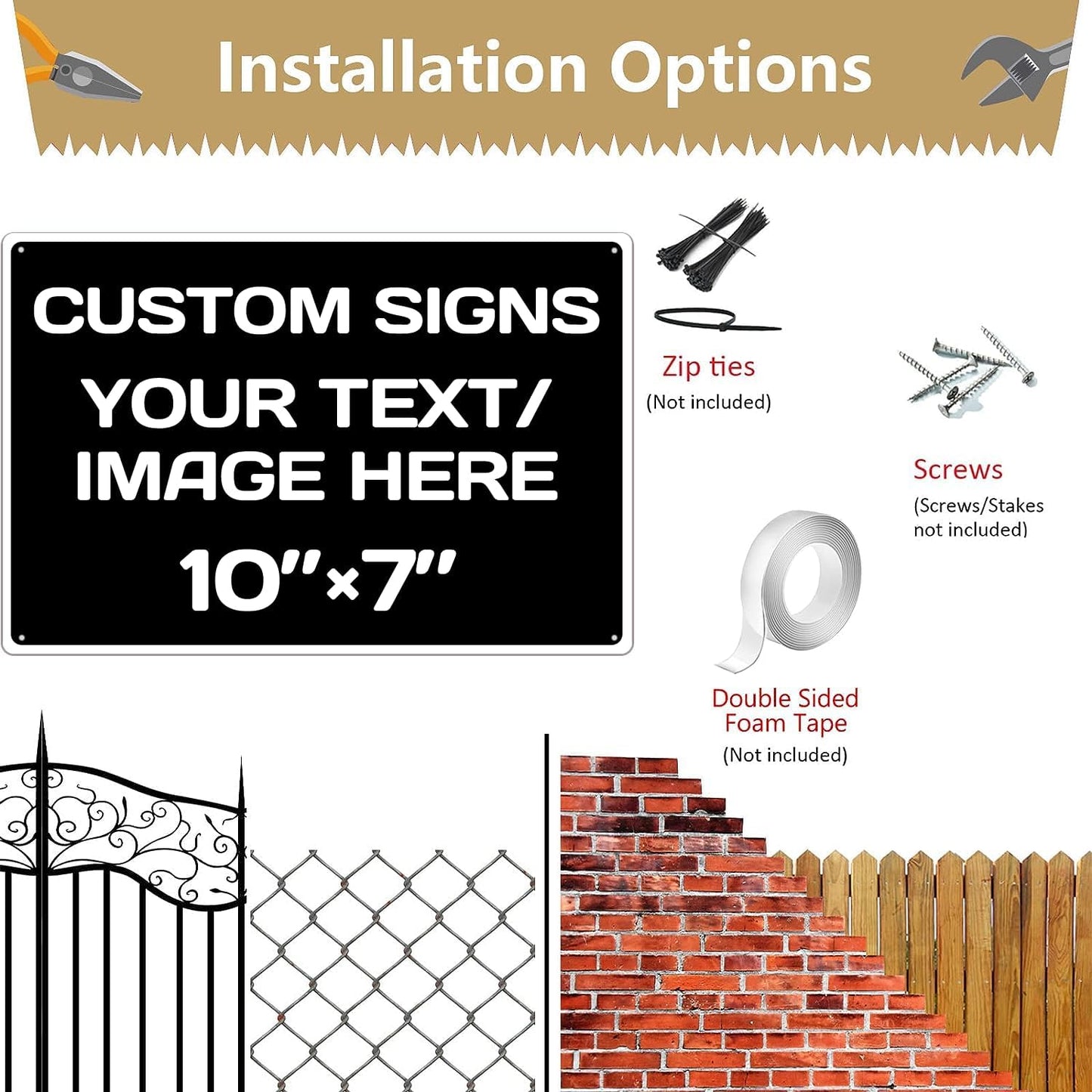 Aluminum Weatherproof Metal Signs - Custom Text & Picture, Multiple Sizes, Black & White Traffic Regulation Signs