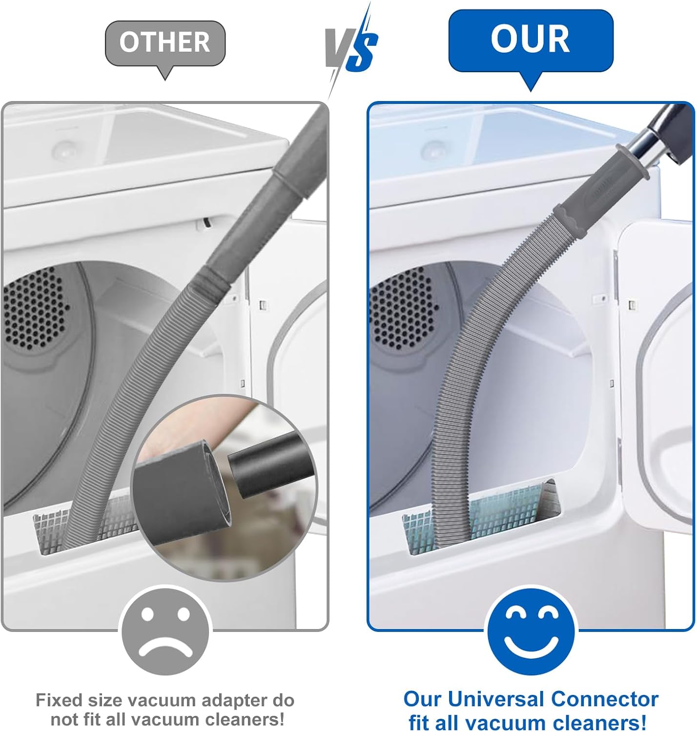 Sealegend Upgrade Dryer Vent Cleaner Kit Vacuum Hose Attachment Compatible with Most Vacuum Cleaner, Quickly Lint Remover Cleaning Supplies, Deep Gray