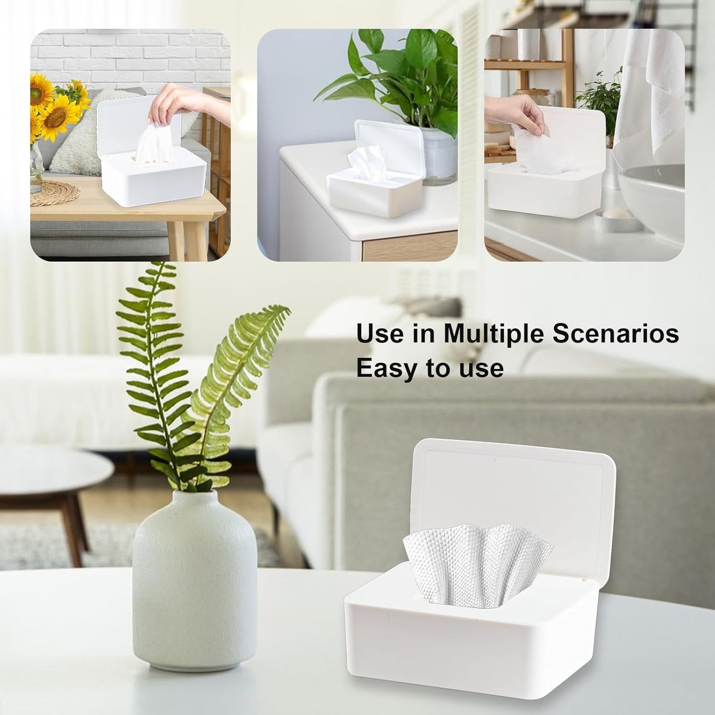 1 Pcs Diaper Wipes Dispenser, Refillable Wipe Container, Wipe Container with Sealing Design Lid, Keep Wipes Fresh,Wet Wipes Cases (White)