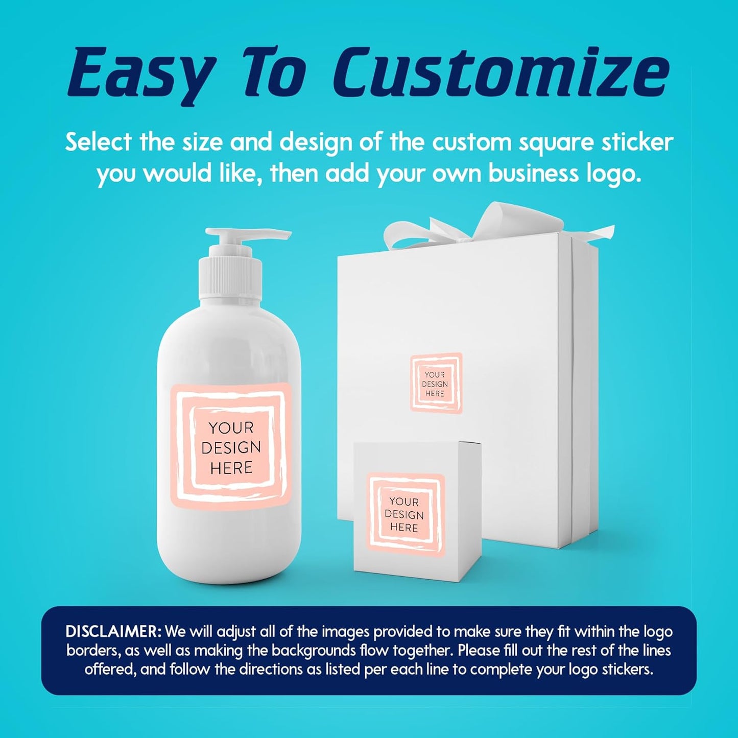 100 Custom Vinyl Stickers - Upload Your own Image, Text, Design, Logo - Personalized Logo Labels for Handmade, Packaging, Bottle, Jars, Candle, Brand Stickers (Peach, 2x2 Square)